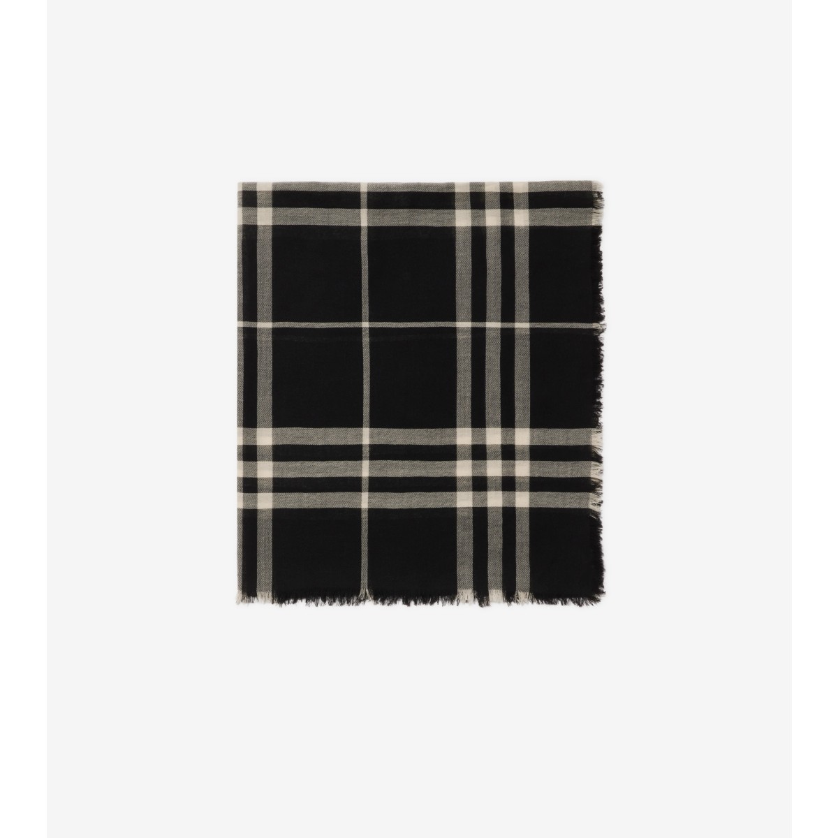 Burberry Check Wool Scarf In Black/calico