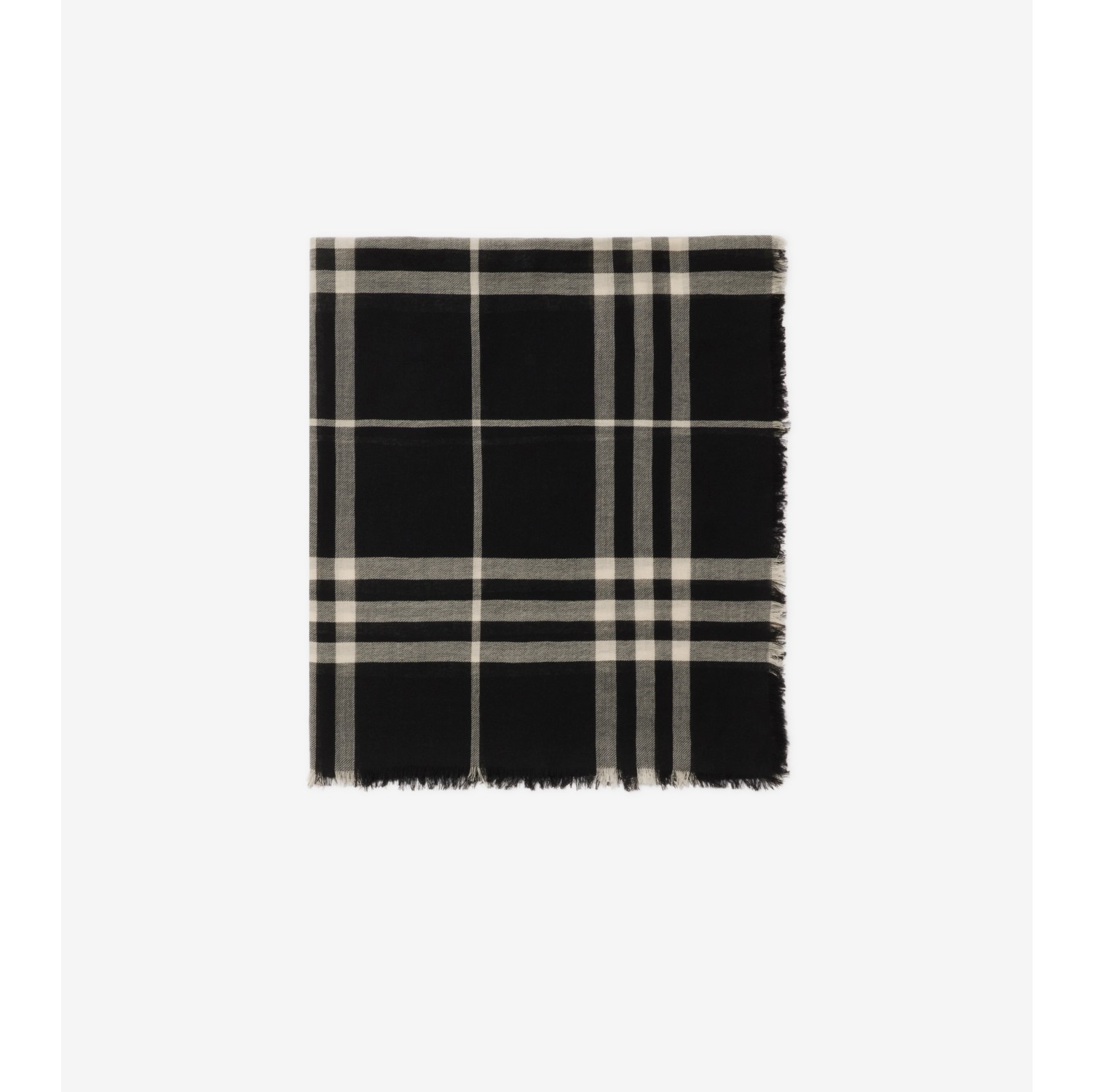 Wide Check Wool Scarf