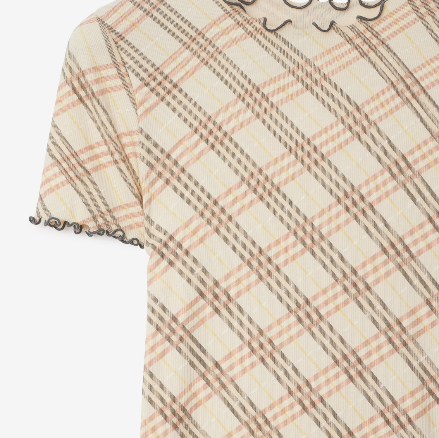 Check Stretch Cotton T-shirt in Teacup - Women | Burberry Check Stretch Cotton T-shirt in Teacup - Women | Burberry