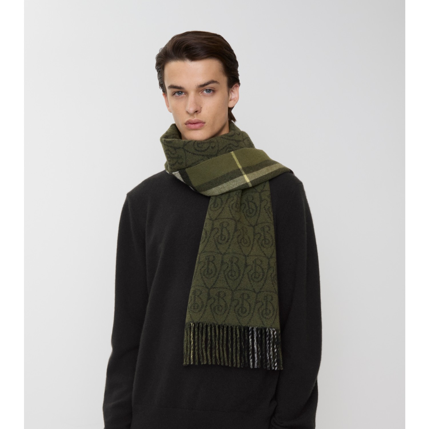 Reversible B Shield Cashmere Scarf
