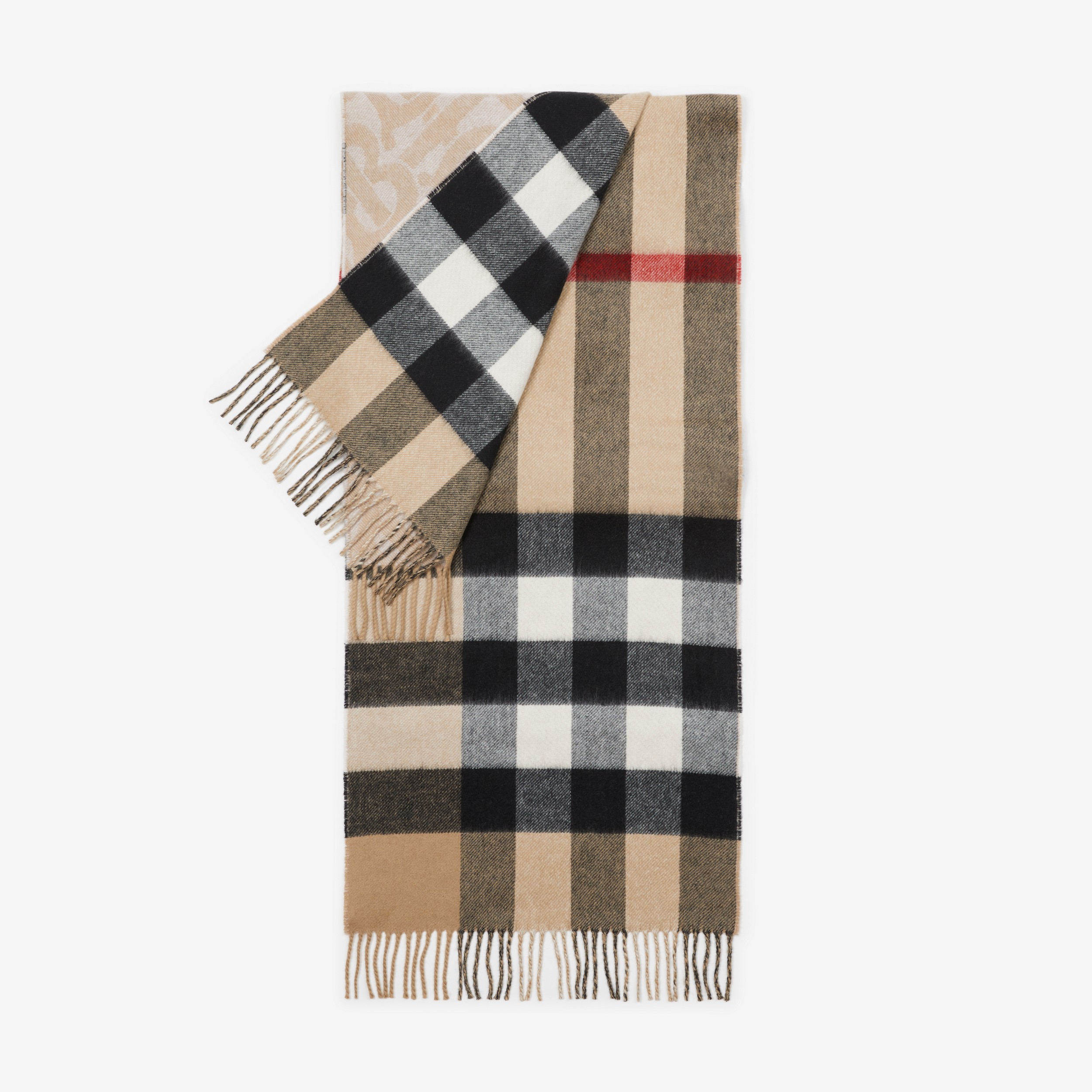 Reversible Check and Monogram Cashmere Scarf in Alabaster | Burberry ...