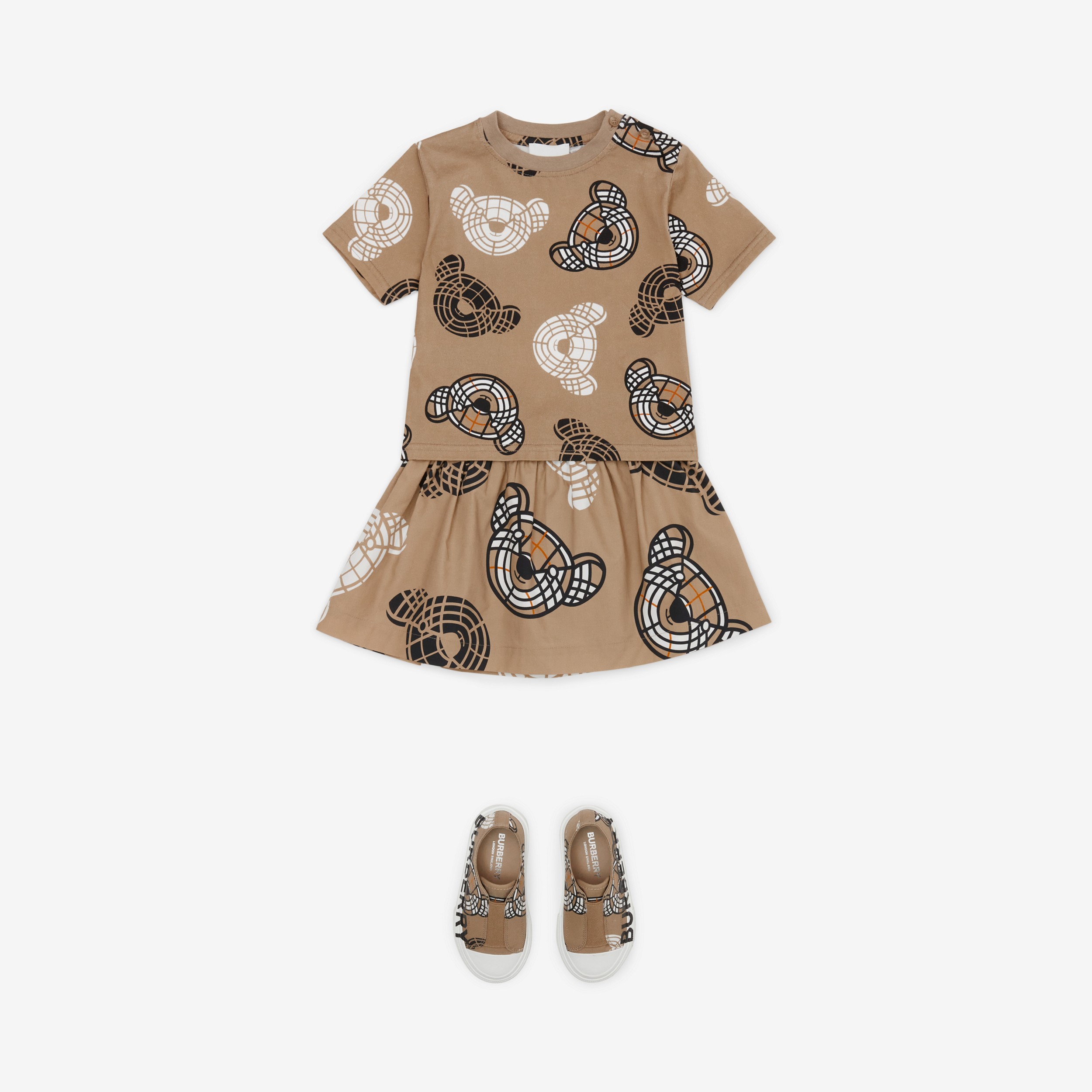 Thomas Bear Print Cotton Skirt in Archive Beige - Children | Burberry® Official - 3
