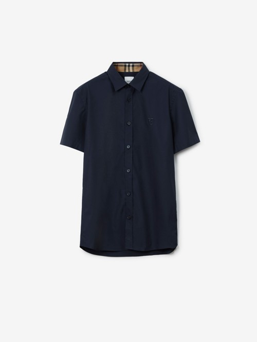 Burberry Stretch Cotton Shirt In Blue