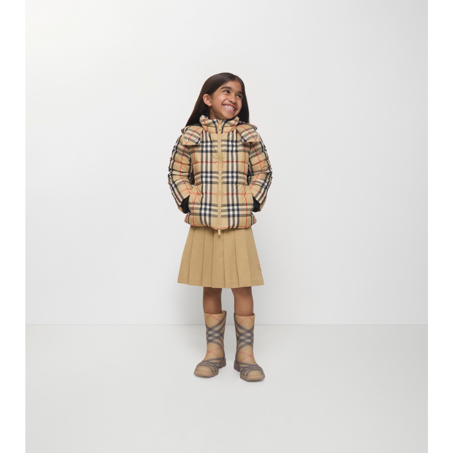 Check Hooded Puffer Jacket