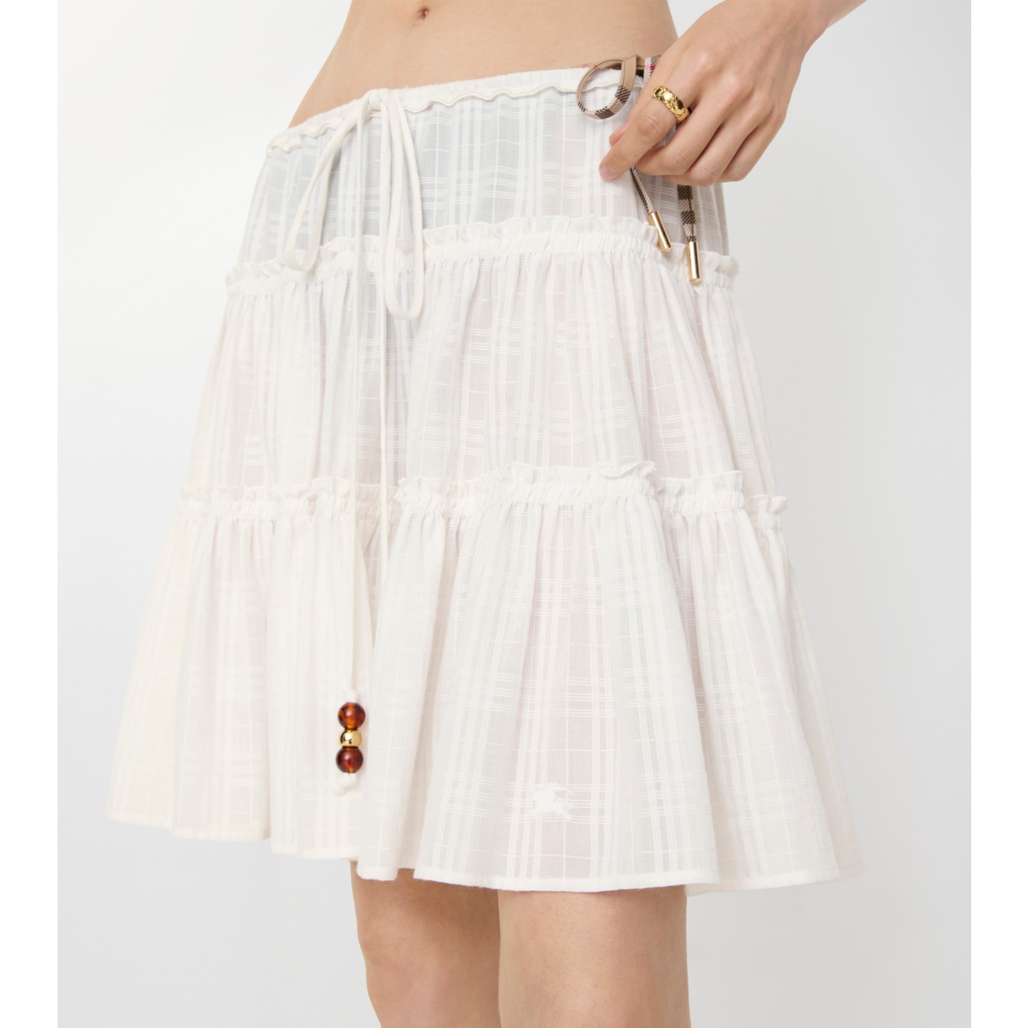 Check Cotton Voile Skirt in Chalk white - Women | Burberry® Official