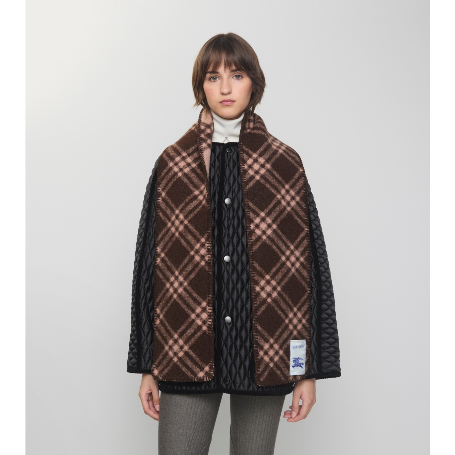 Narrow Check Wool Scarf