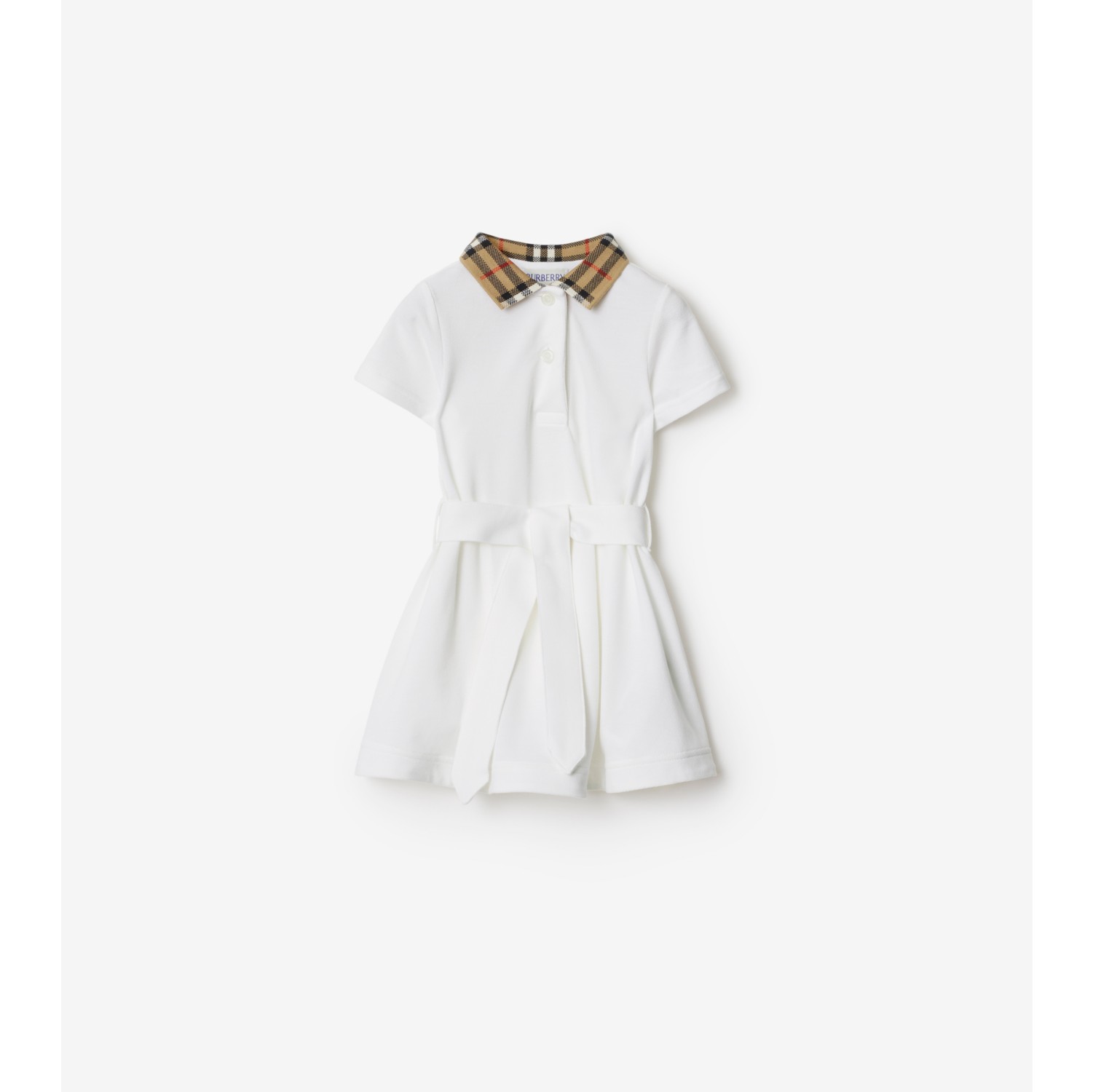 Check Collar Cotton Polo Shirt Dress