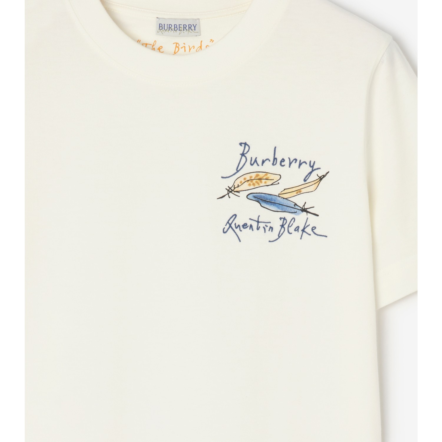 Feather Print Cotton T-shirt in Chalk white - Women | Burberry