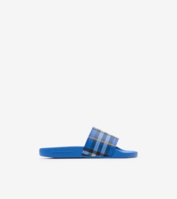 Check Slides in Hyacinth blue - Children | Burberry® Official