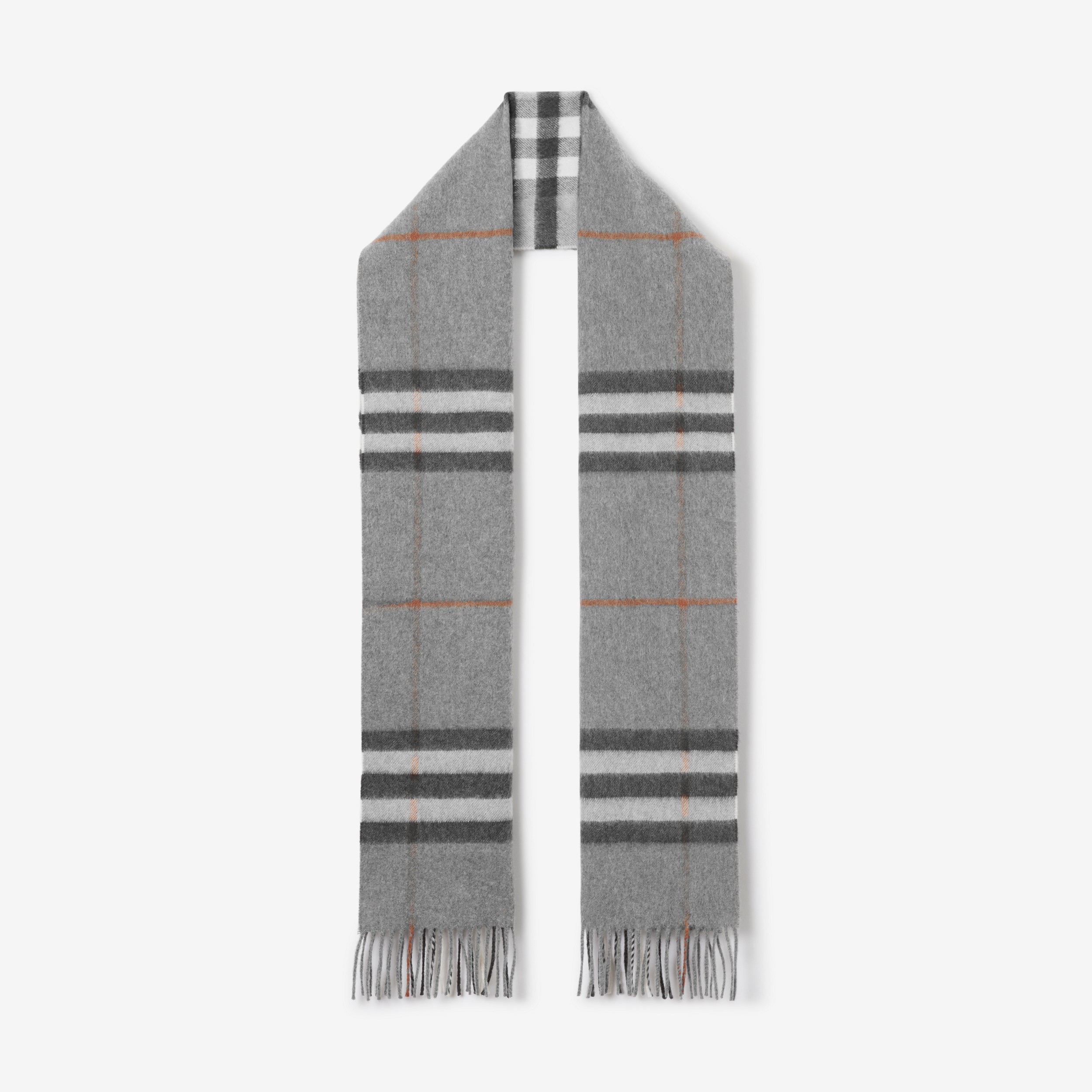 Burberry 格纹羊绒围巾 (灰色) | Burberry® 博柏利官网 - 1