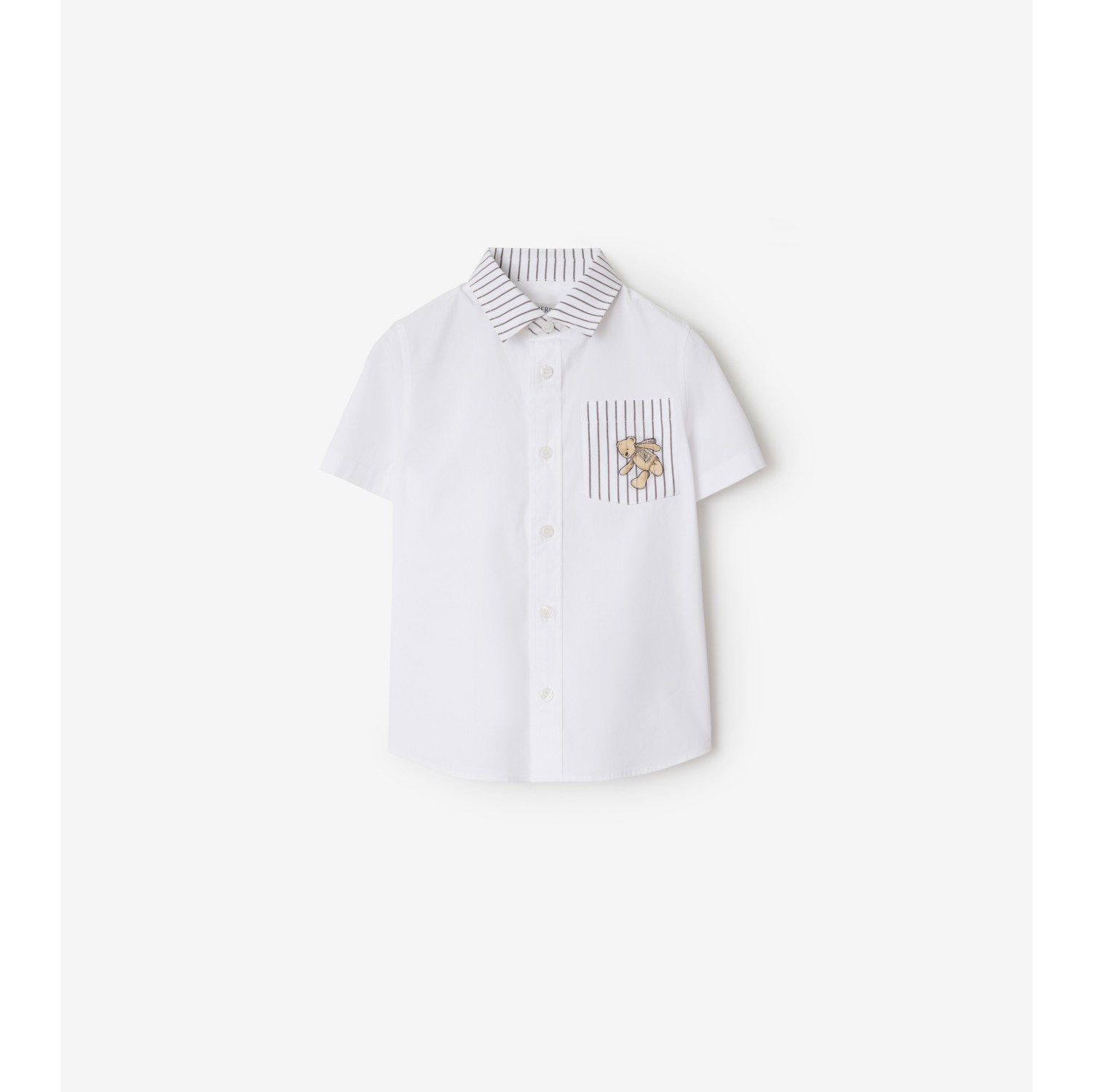 Camicia in cotone a righe con orsetto Thomas