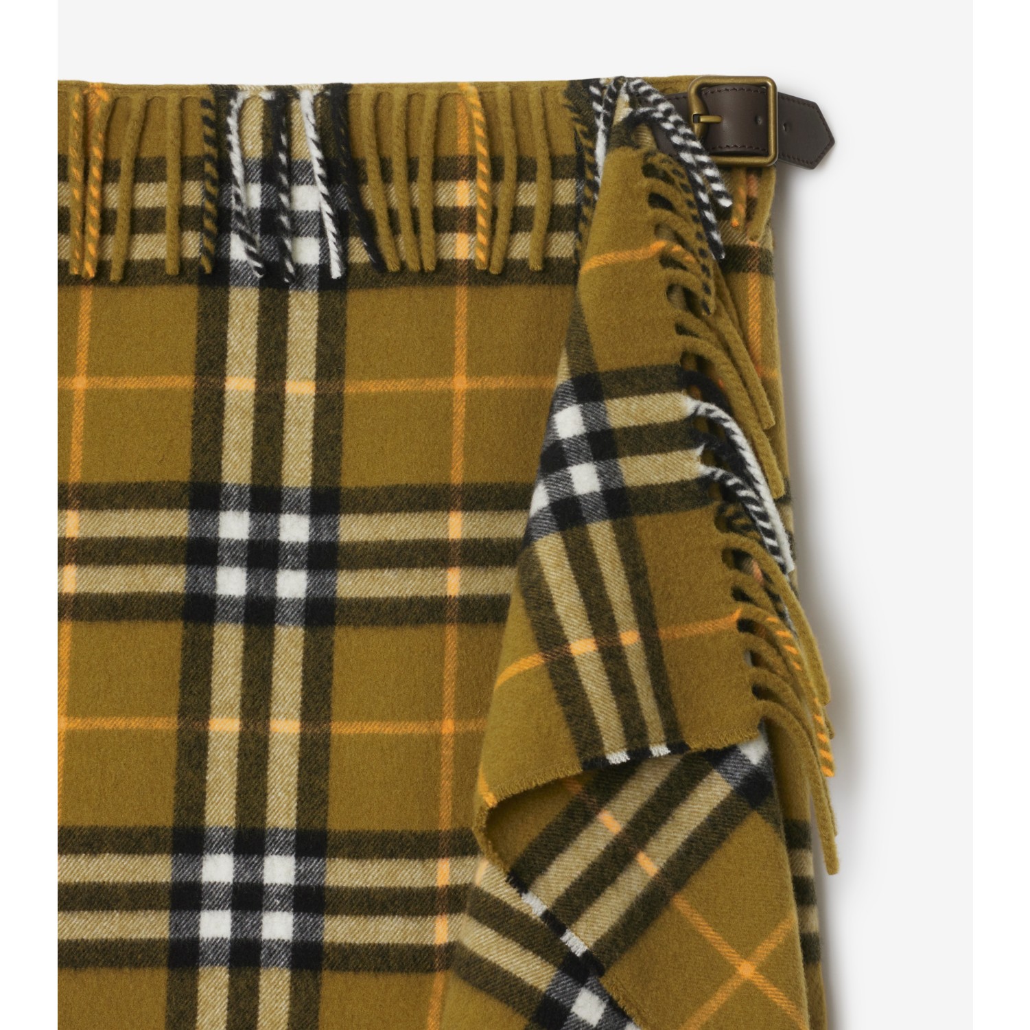 Check Wool Cashmere Scarf Skirt