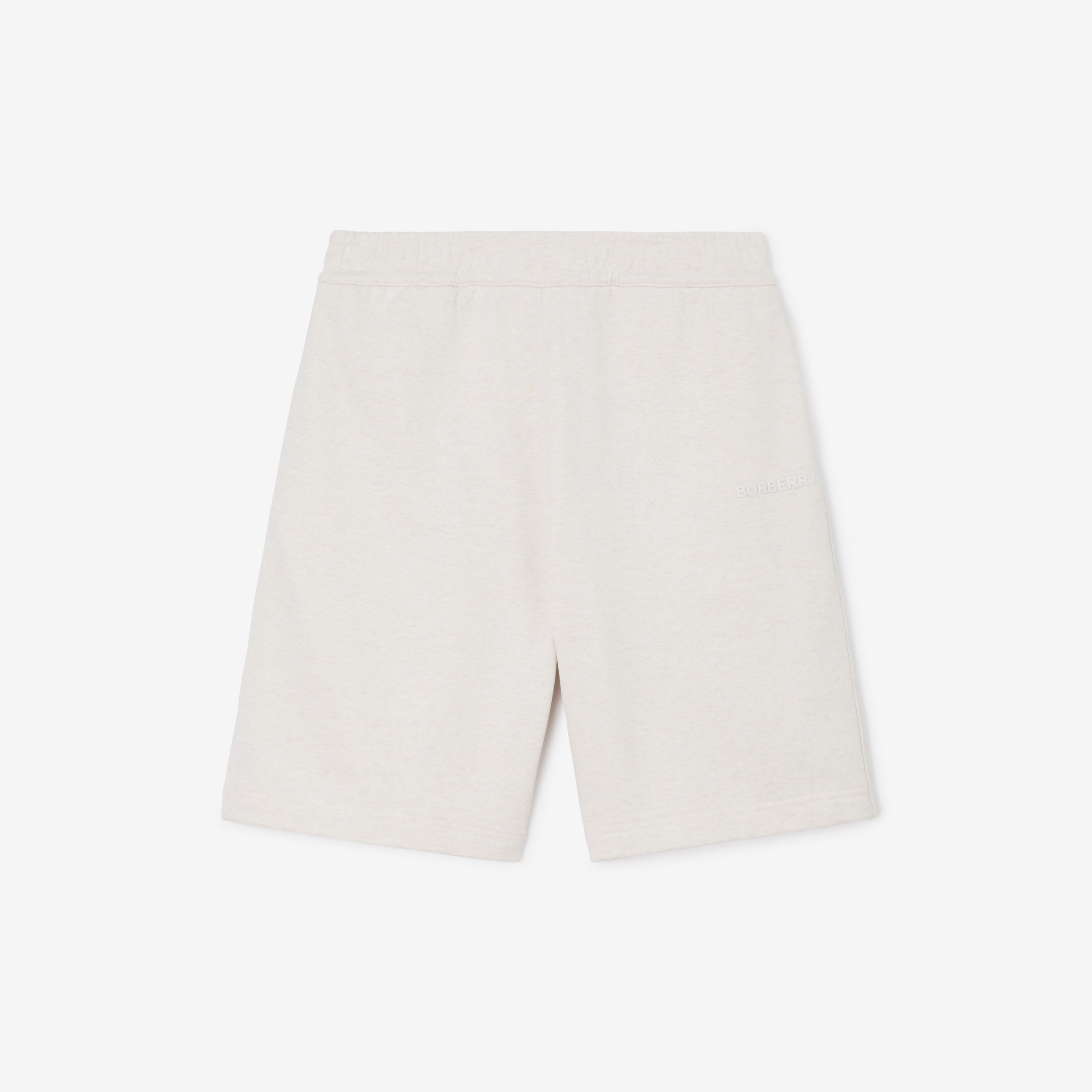 Logo Print Cotton Shorts in Oatmeal Melange - Men | Burberry® Official - 1