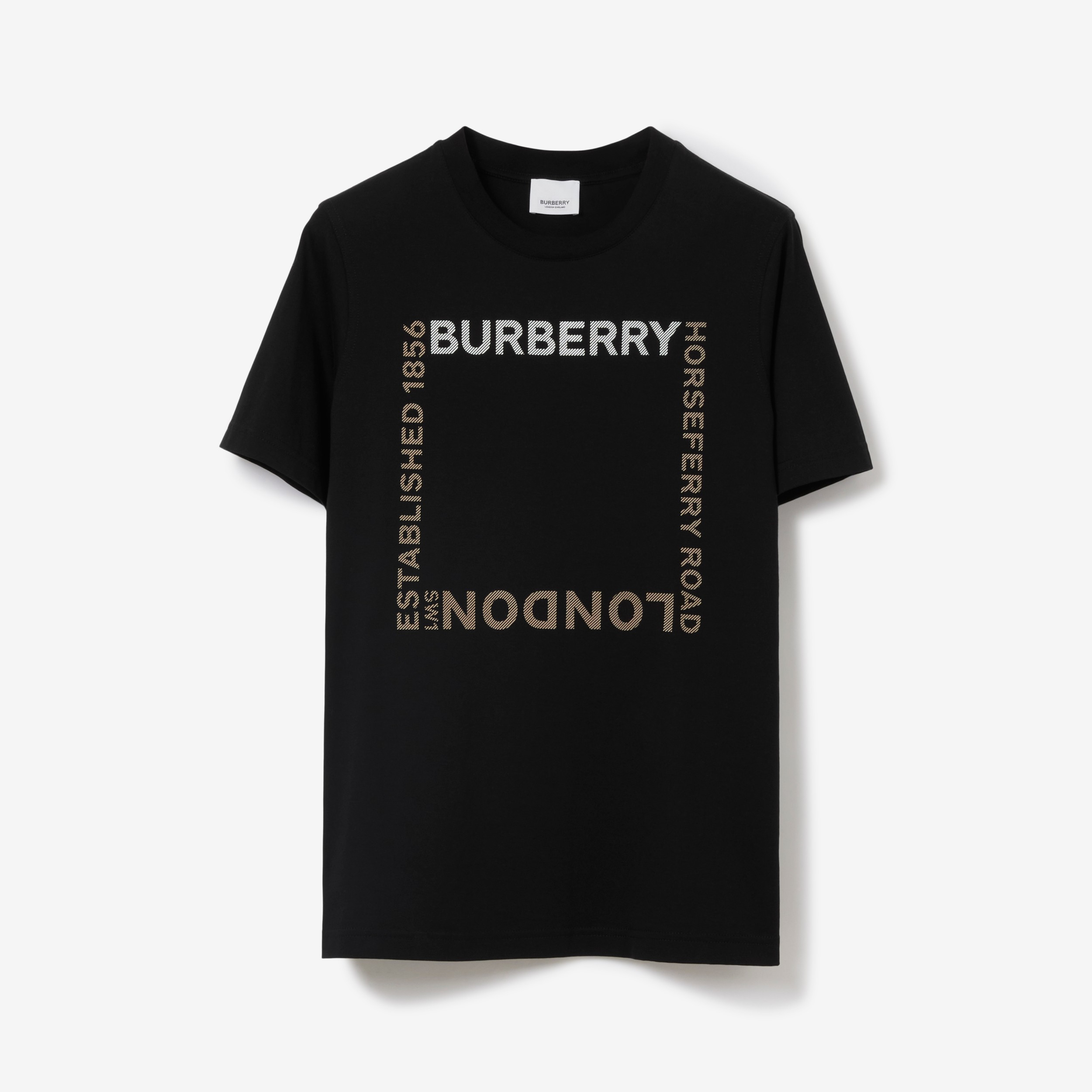 Horseferry Square Print Cotton T-shirt in Black - Women | Burberry® Official