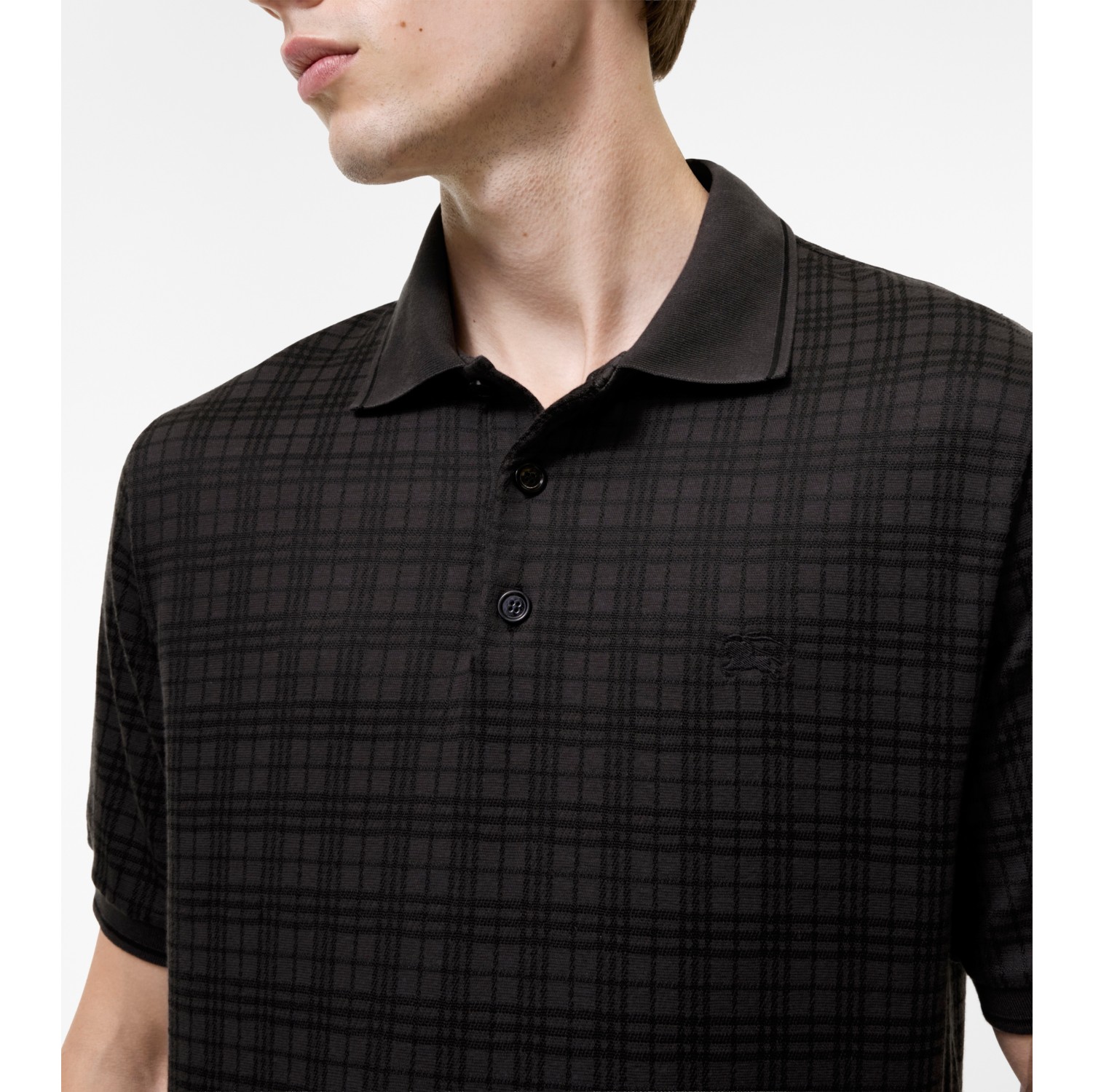 Check Cotton Blend Polo Shirt in Coal grey - Men | Burberry® Official
