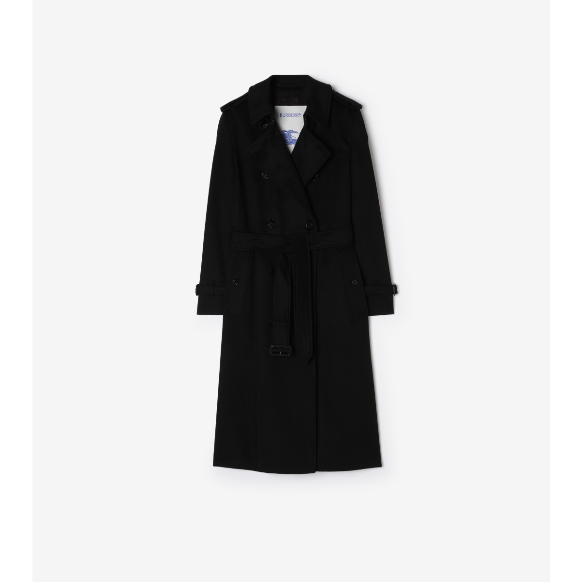  Check Long Cashmere Kensington Trench Coat