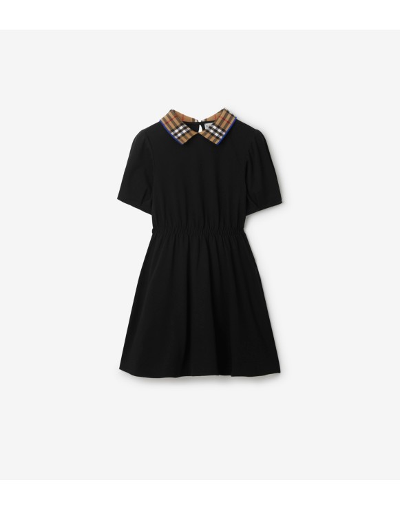 Check Collar Cotton Polo Shirt Dress