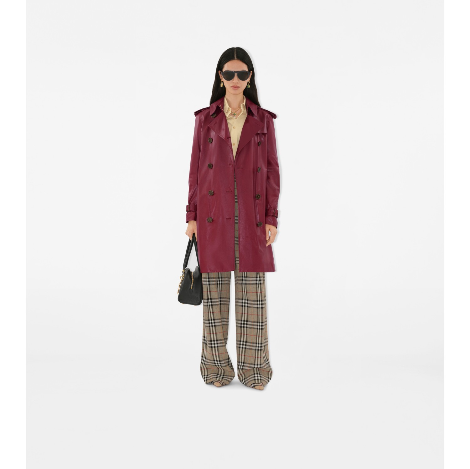 Mid-length Leather Kensington Trench Coat