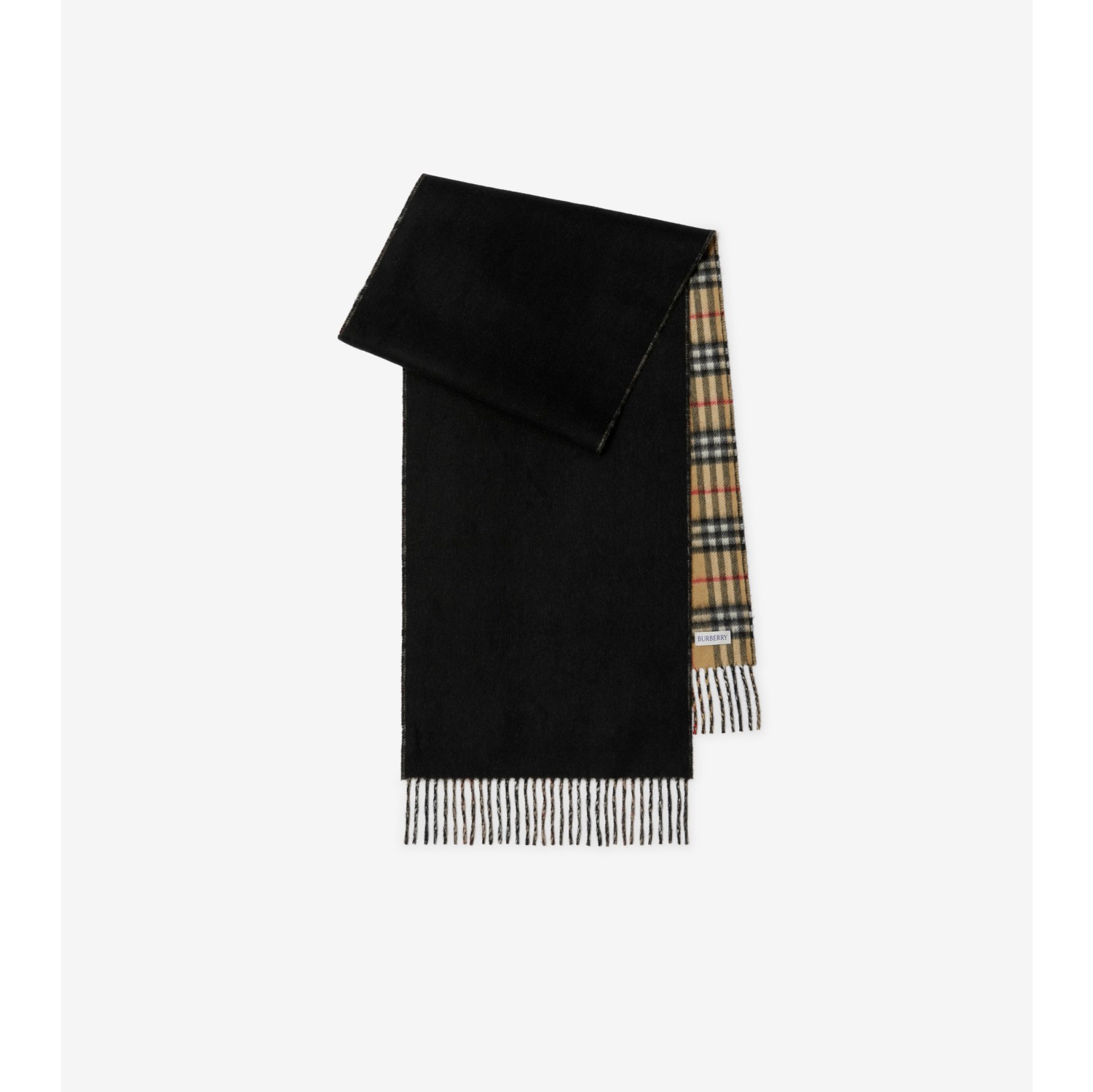 Check Cashmere Reversible Scarf in Black