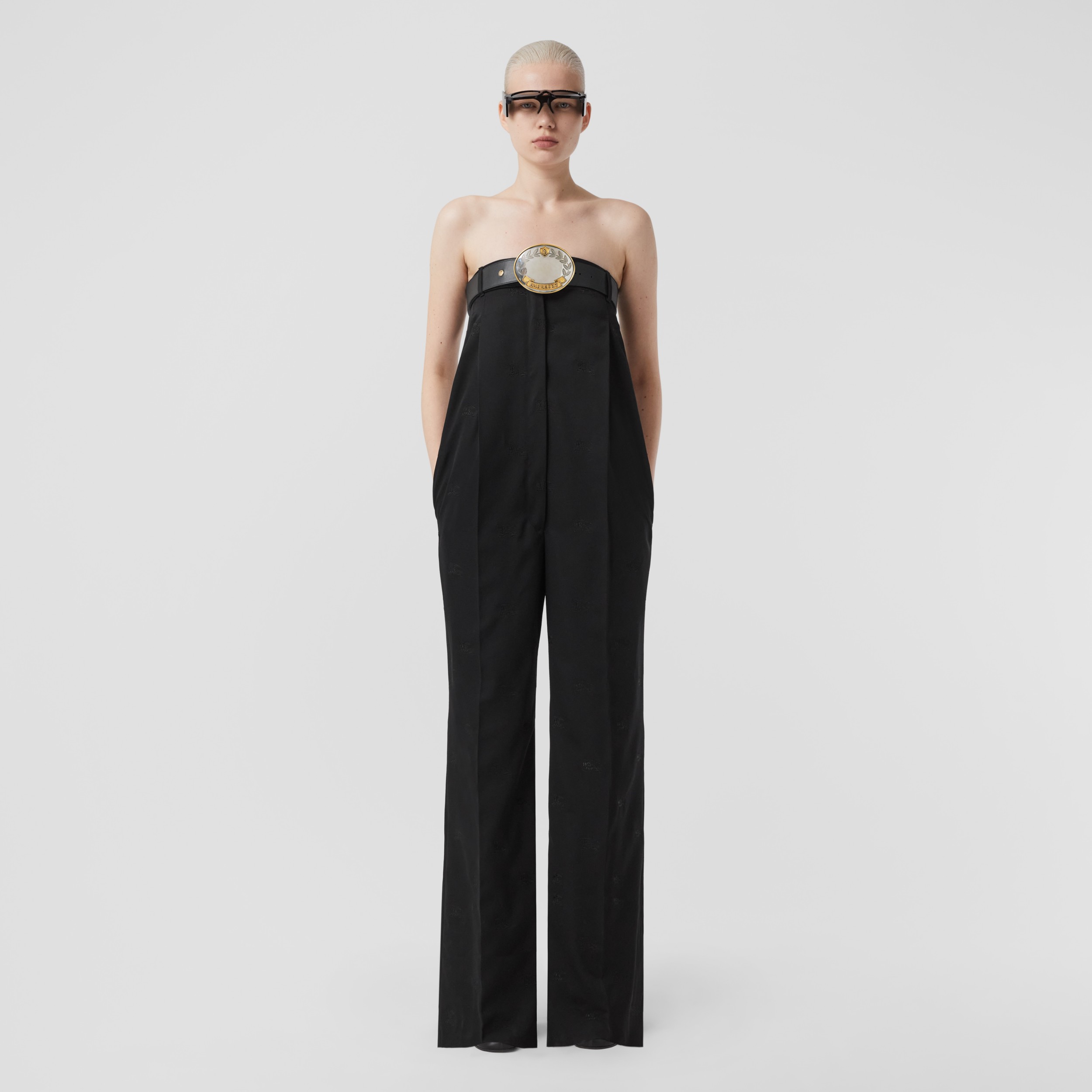 Custom Fit Embroidered EKD Tailored Wool Jumpsuit in Black Burberry