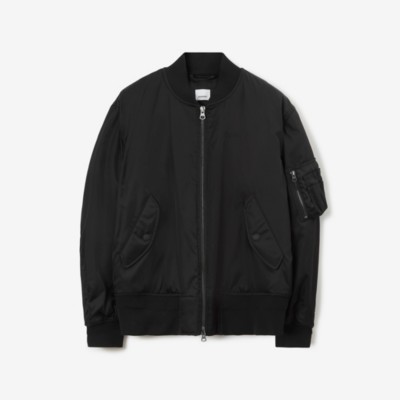 Burberry Chequered Crest Bomber Jacket In Black