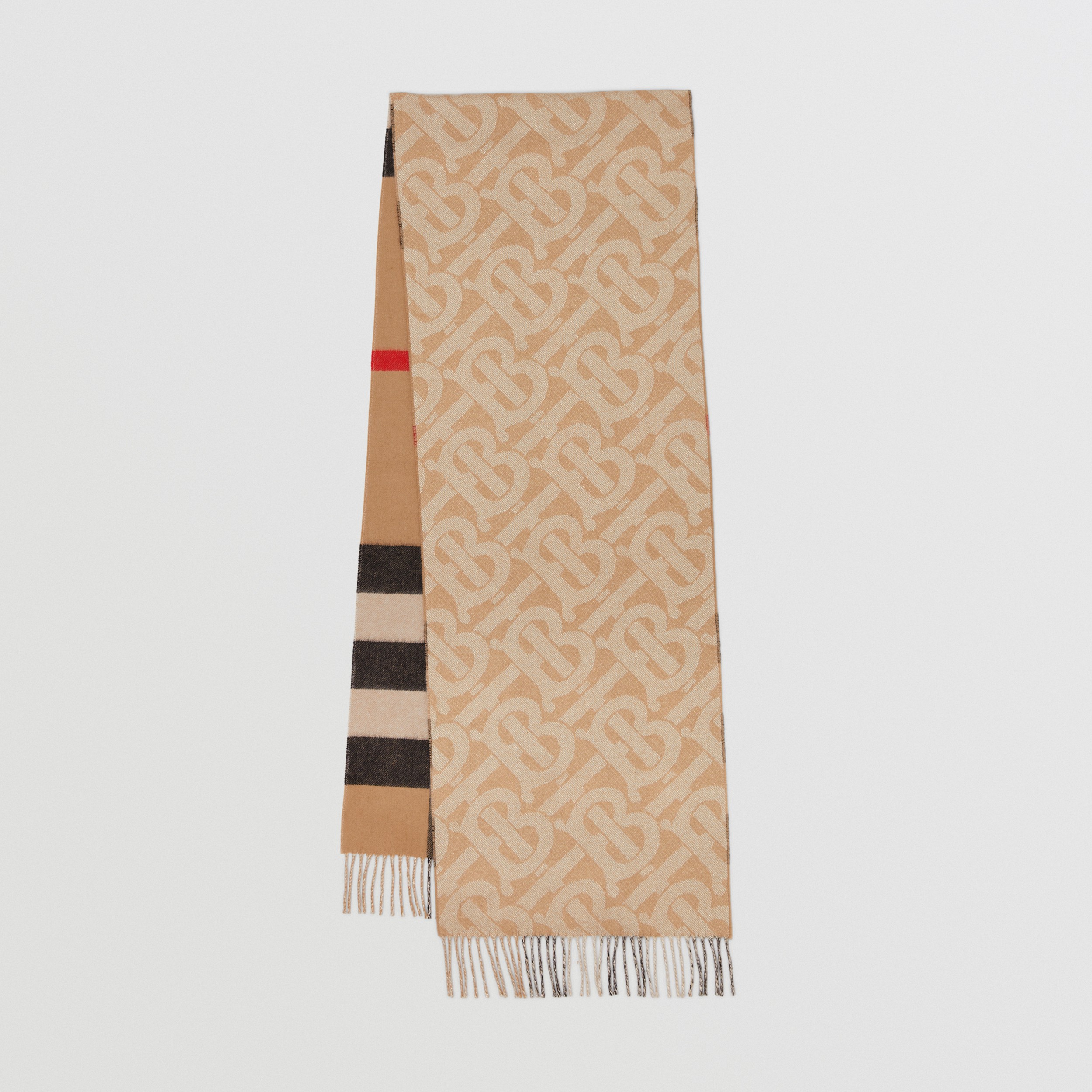 Check Cashmere Reversible Scarf in Archive Beige | Burberry® Official - 1