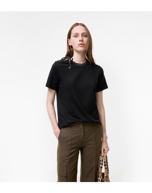 Burberry ストレッチＴシャツ チェック ストレッチコットンTシャツ (ティーカップピンク