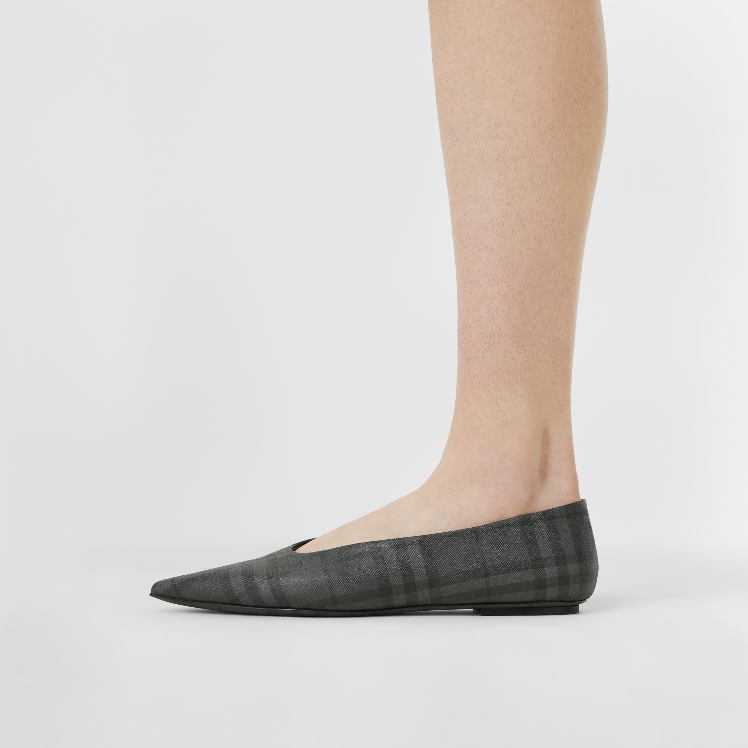Vintage Check Point-toe Ballerinas in Charcoal - Women | Burberry® Official - 3
