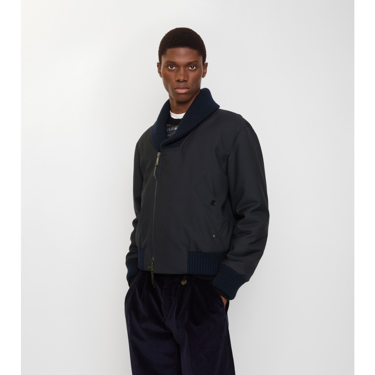  Check Wool Blend Bomber Jacket