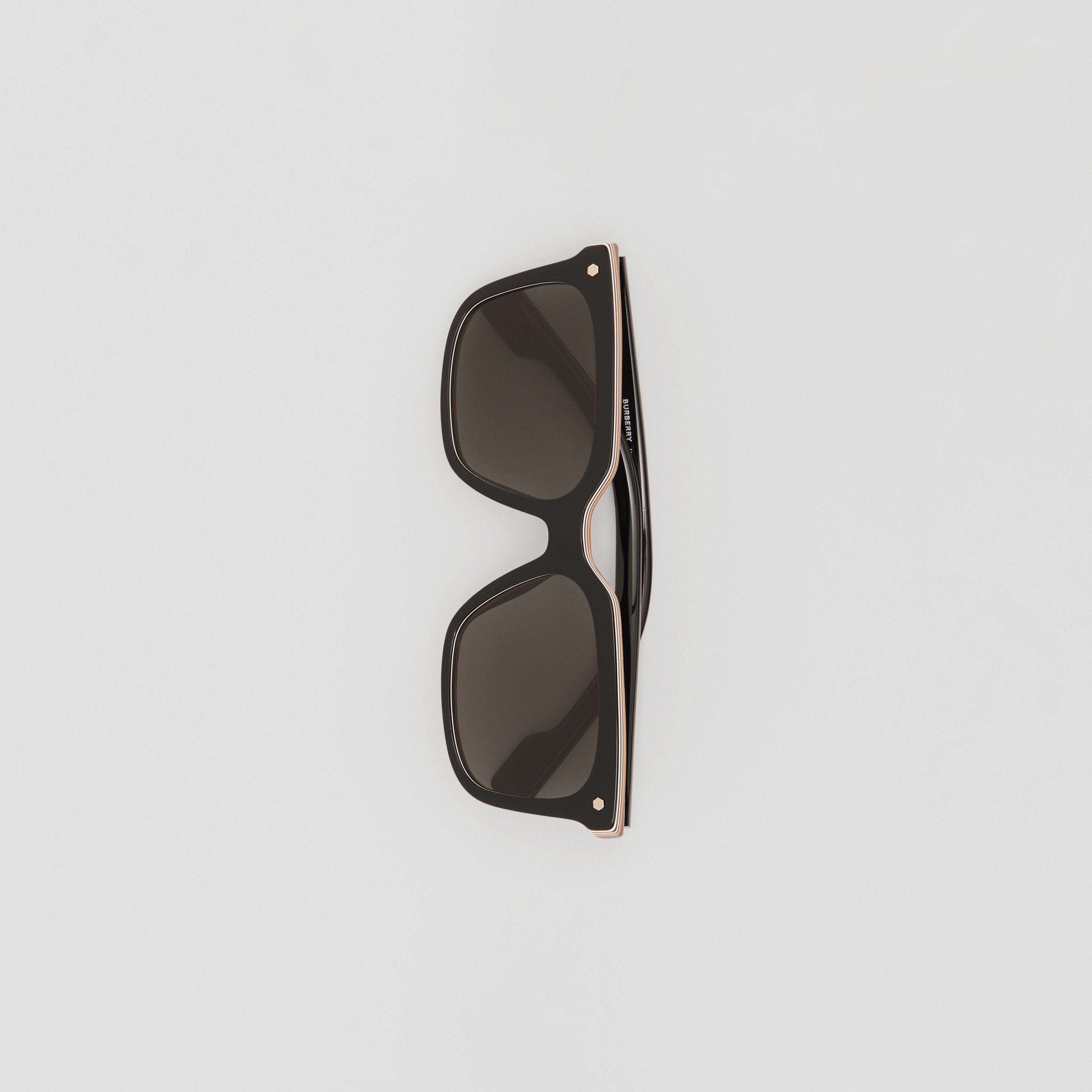 Stripe Detail Square Frame Sunglasses in Black - Men | Burberry® Official - 4