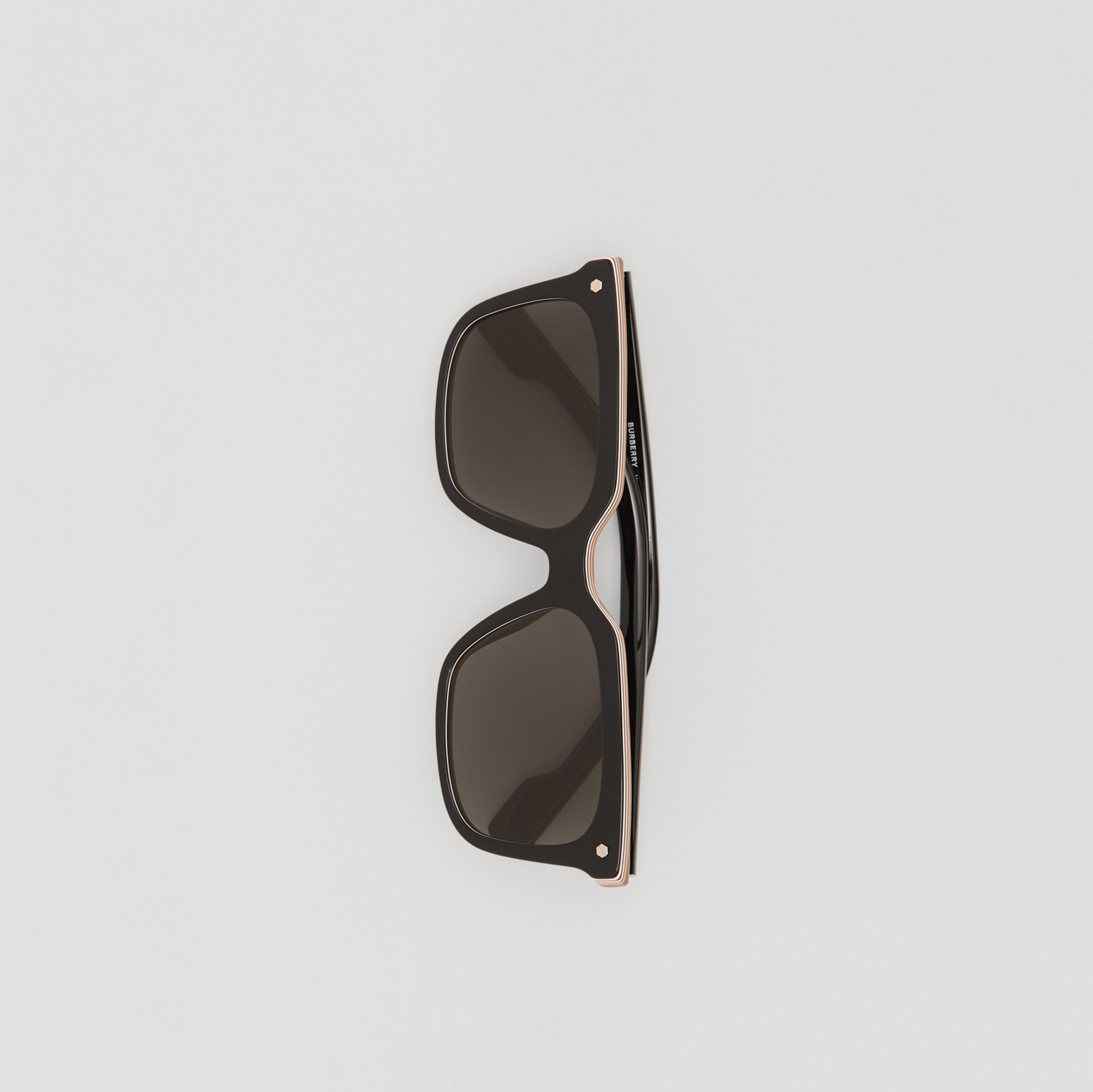 Sonnenbrille mit eckigem Gestell und Streifendetail (Schwarz) - Herren | Burberry®