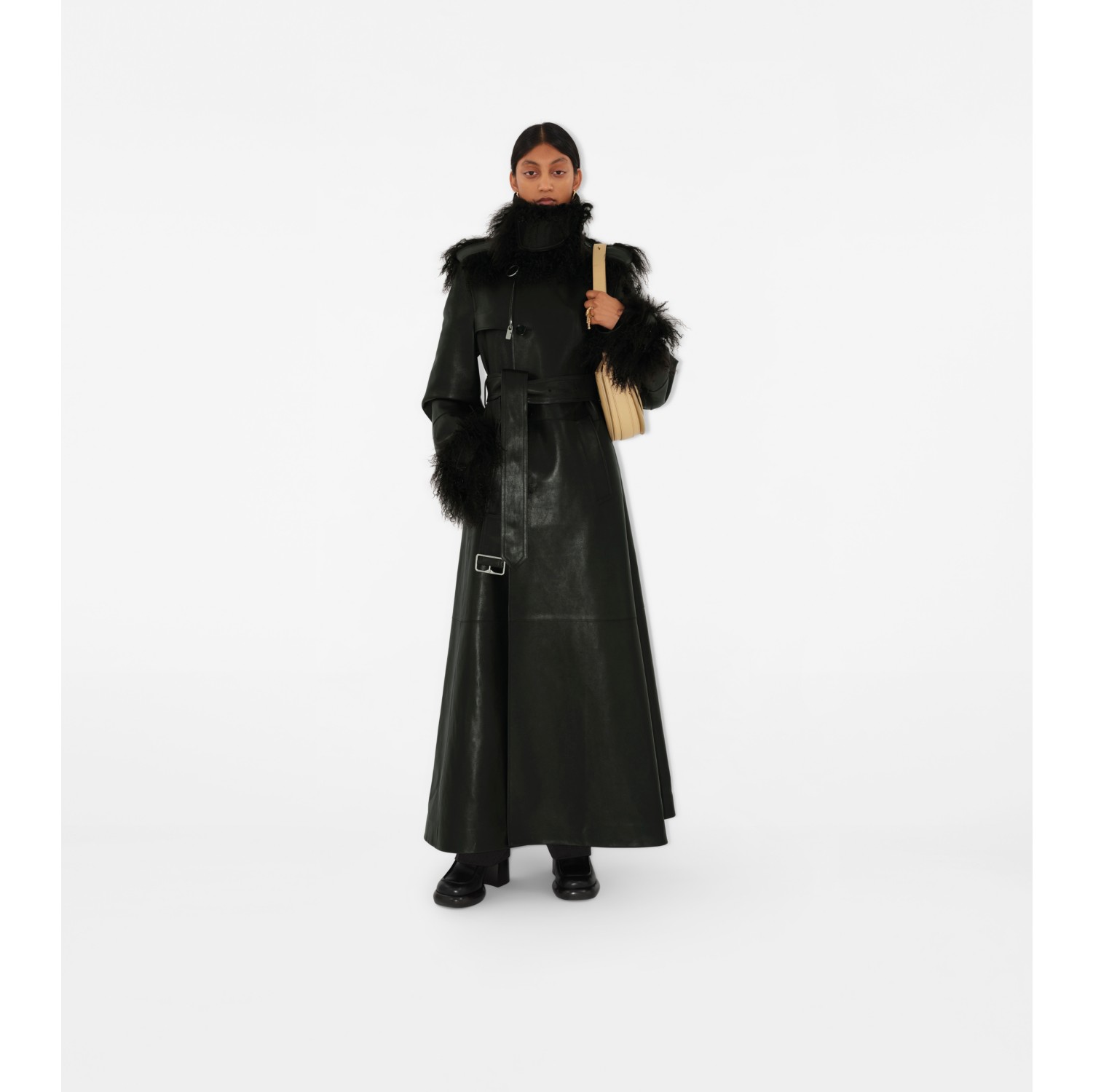 Burberry fur trench coat best sale