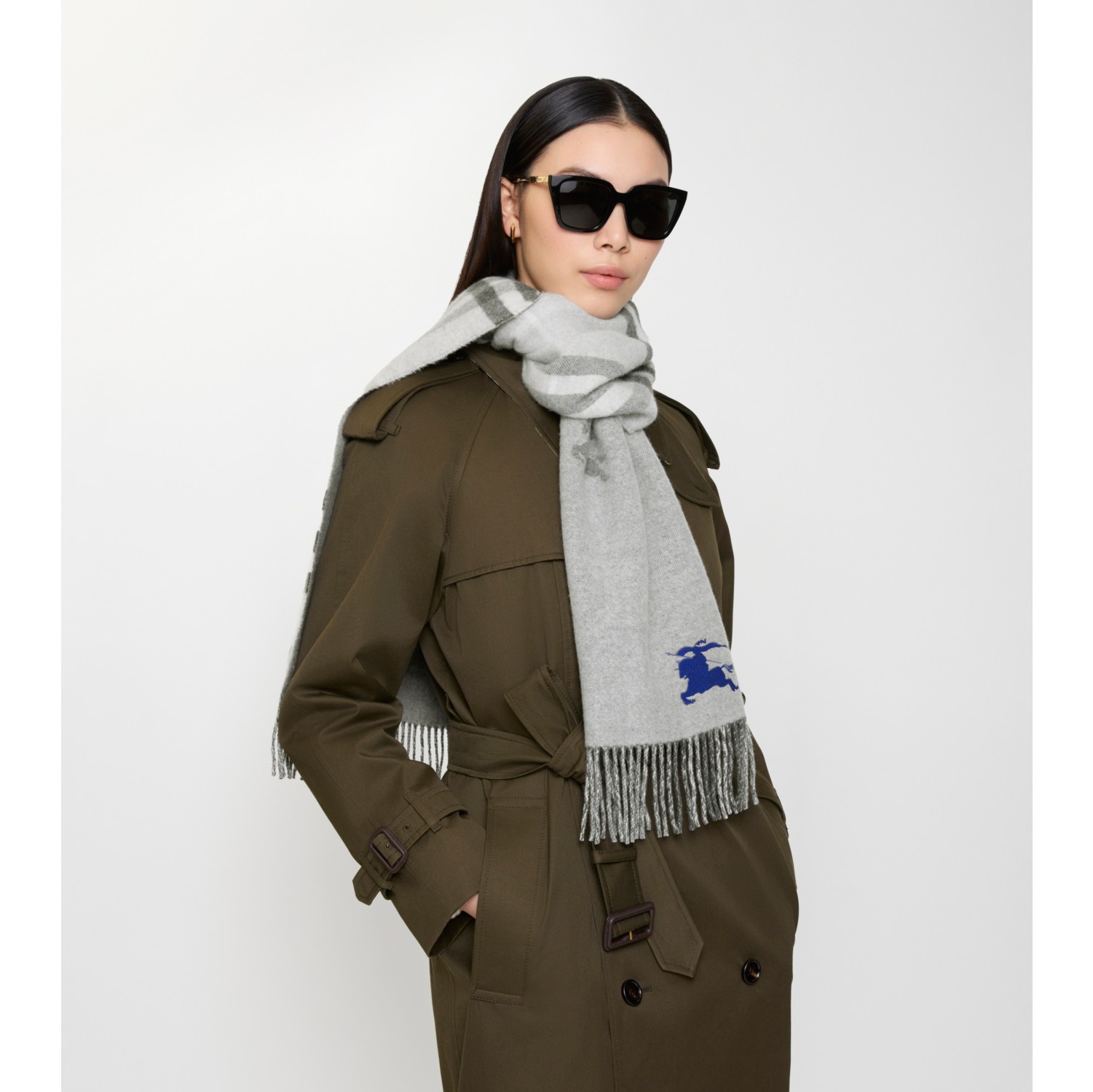 Reversible EKD Check Cashmere Scarf in Mitten grey | Burberry® Official