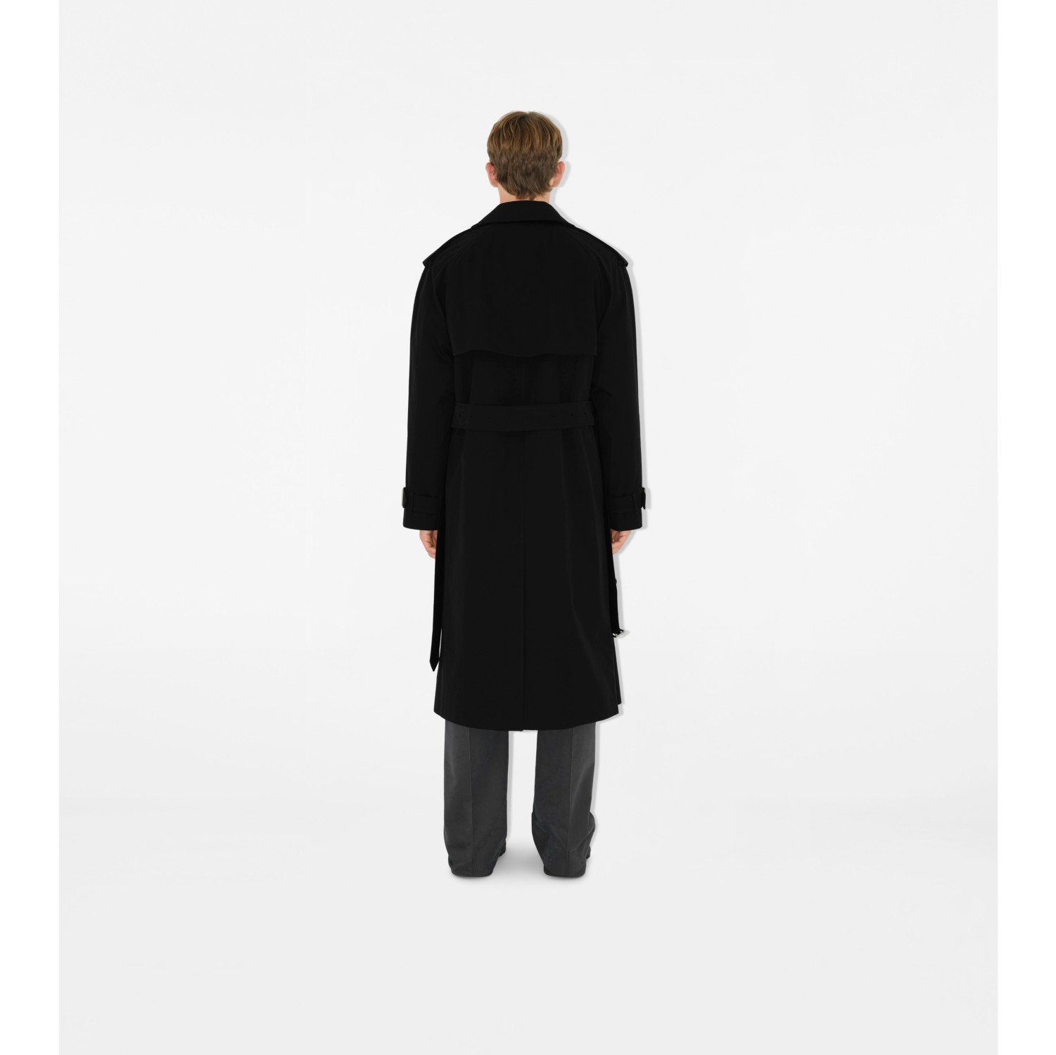 Trench coat longo de gabardine