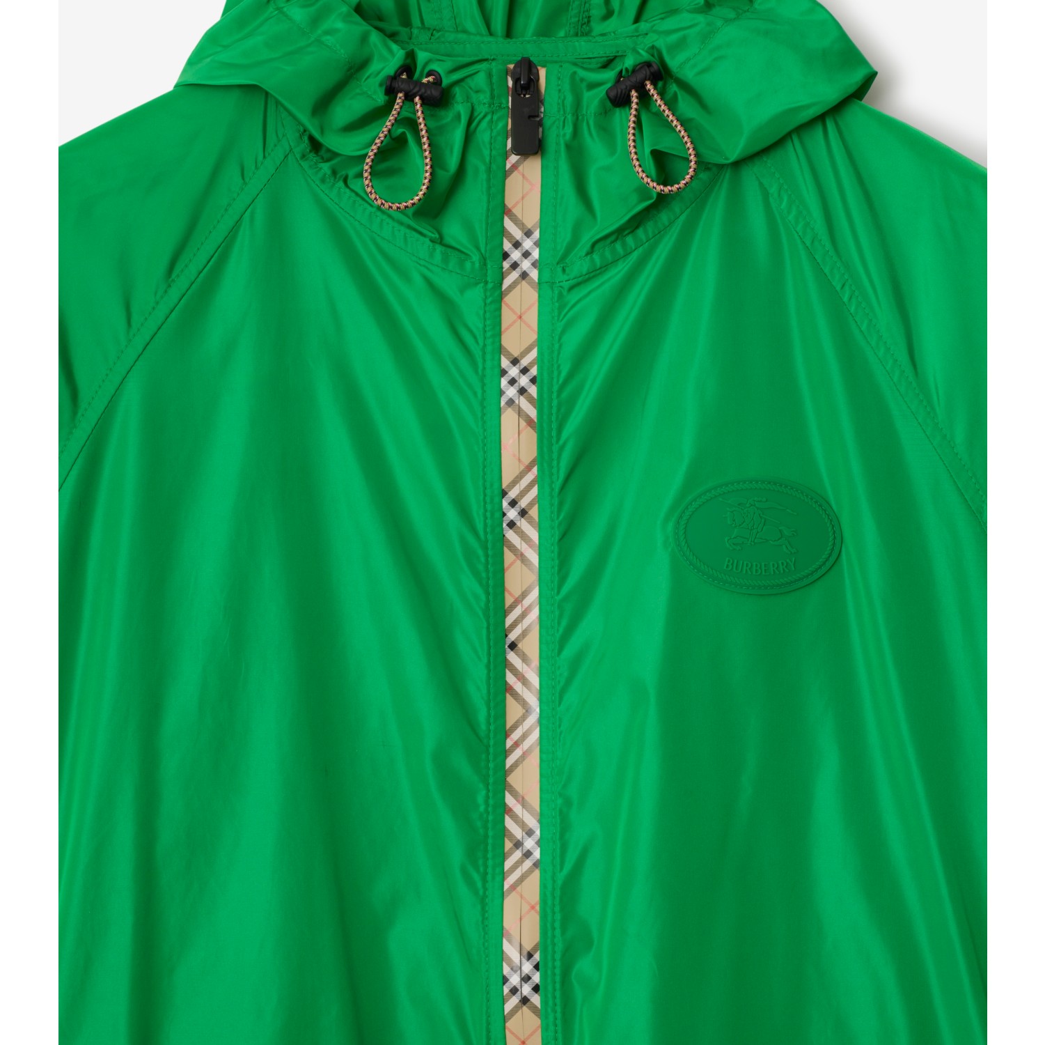 Check Trim Nylon Hooded Jacket
