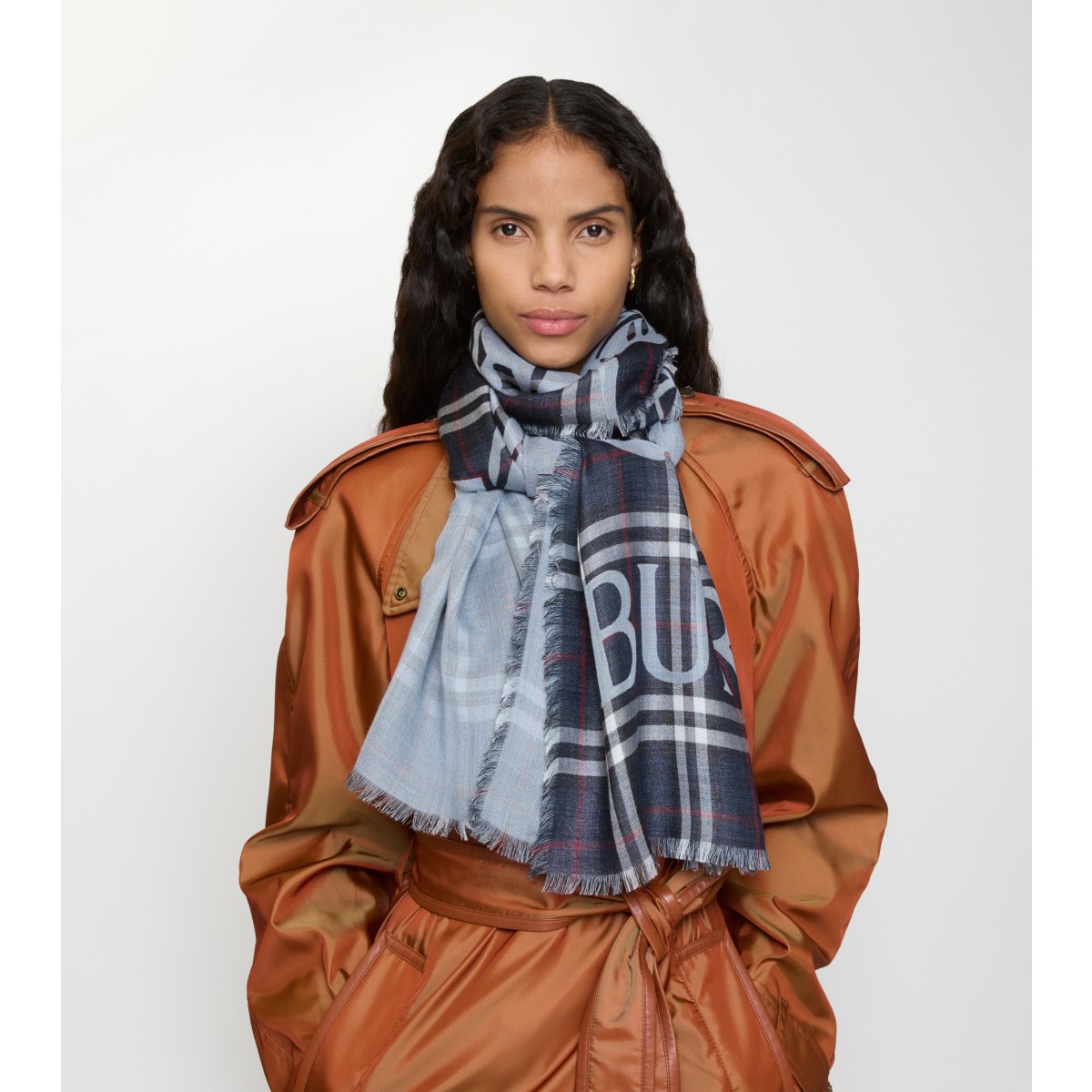  Check Wide EKD Wool Silk Scarf