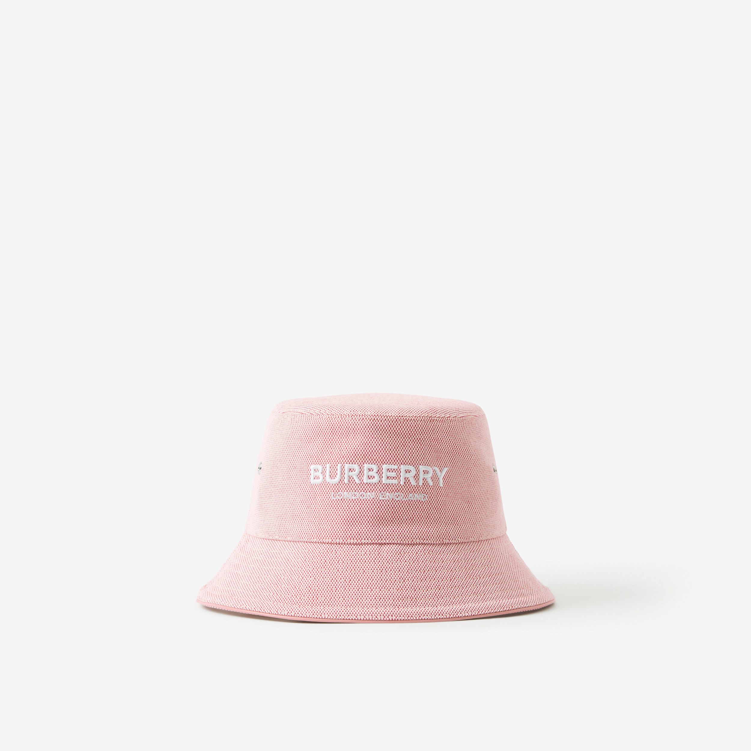 Cappello da pescatore in tela di cotone con logo ricamato (Rosso/écru) | Sito ufficiale Burberry® - 1