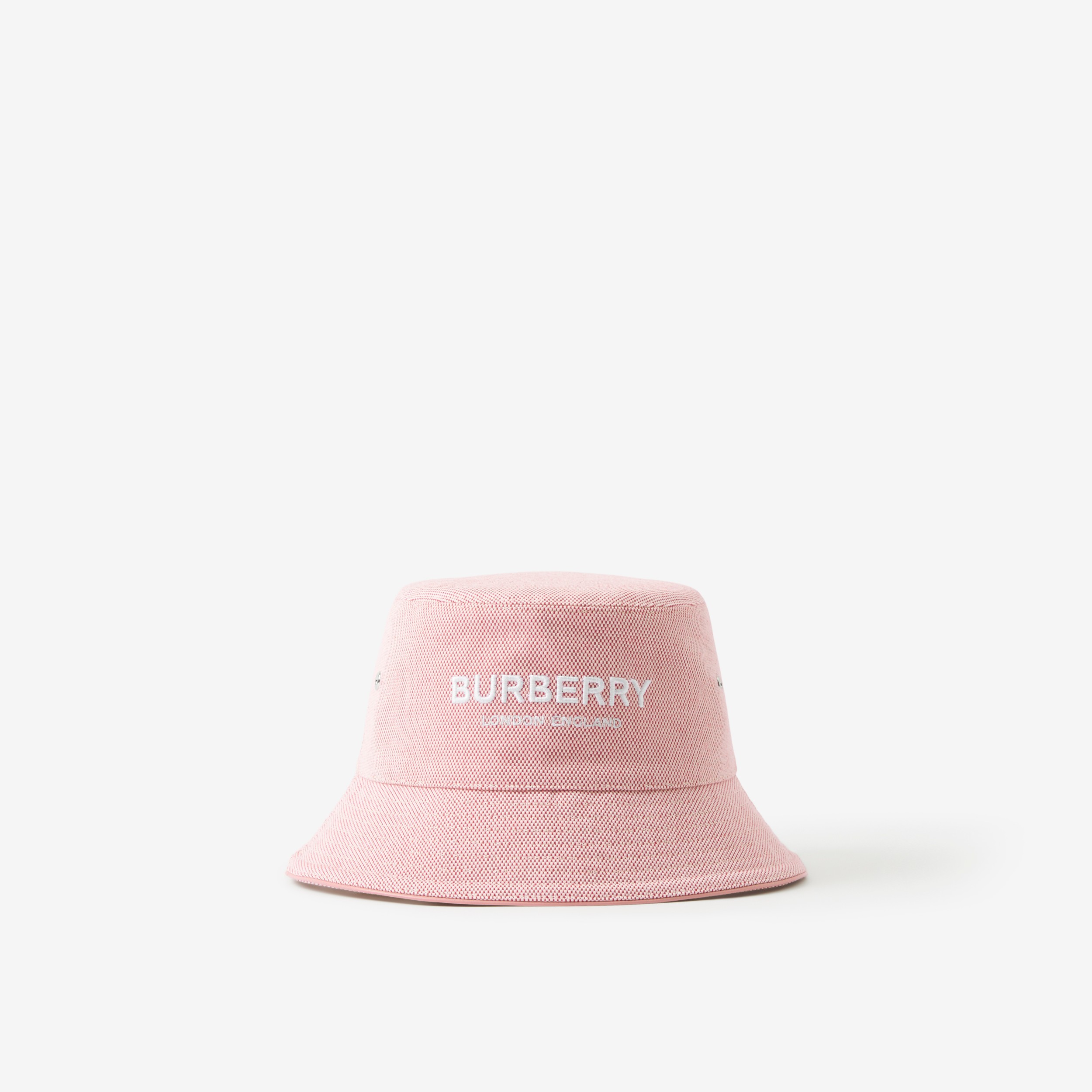 Embroidered Logo Cotton Canvas Bucket Hat in Red/ecru | Burberry® Official