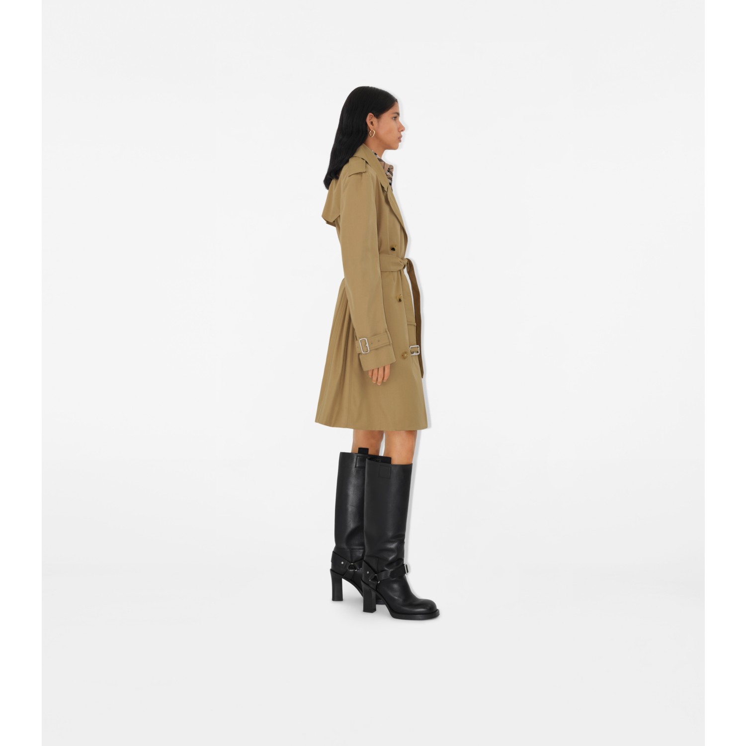 Mid-length Cotton Blend Trench Coat