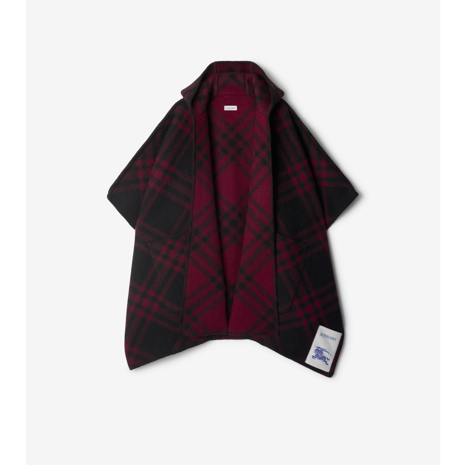 Reversible Check Wool Cape