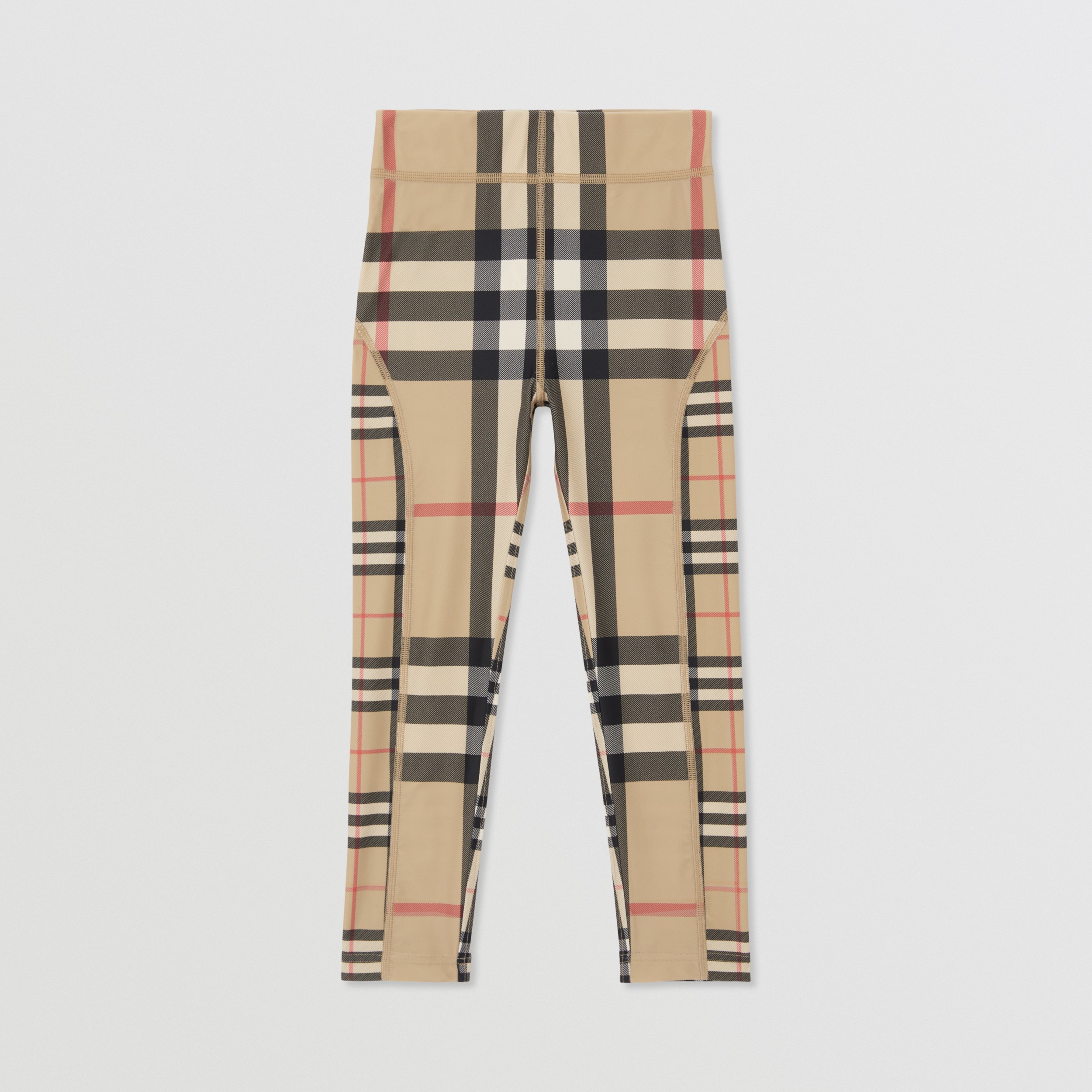 Contrast Check Stretch Jersey Leggings in Archive Beige | Burberry® Official