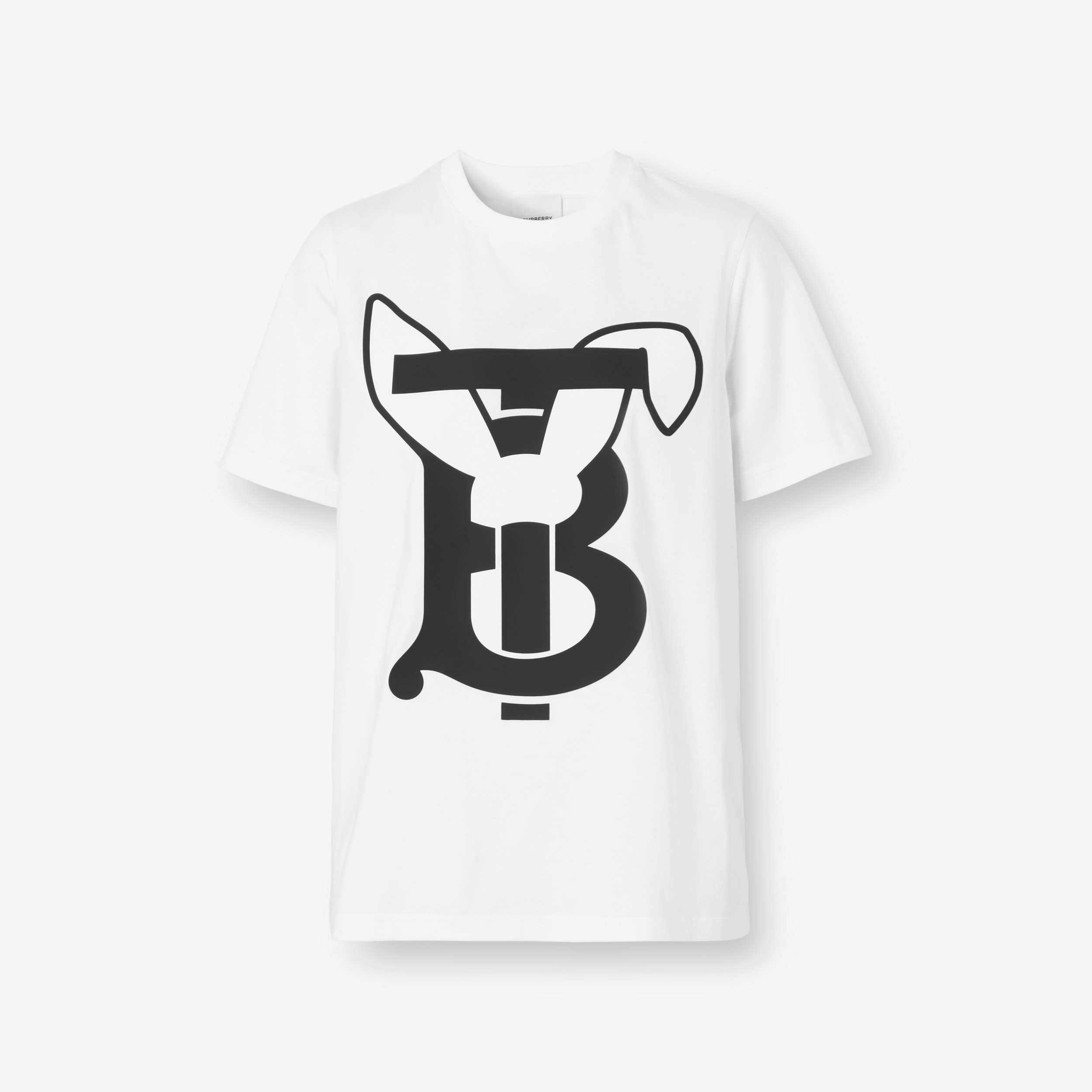 Rabbit Print Cotton T-shirt in White - Women | Burberry® Official - 1
