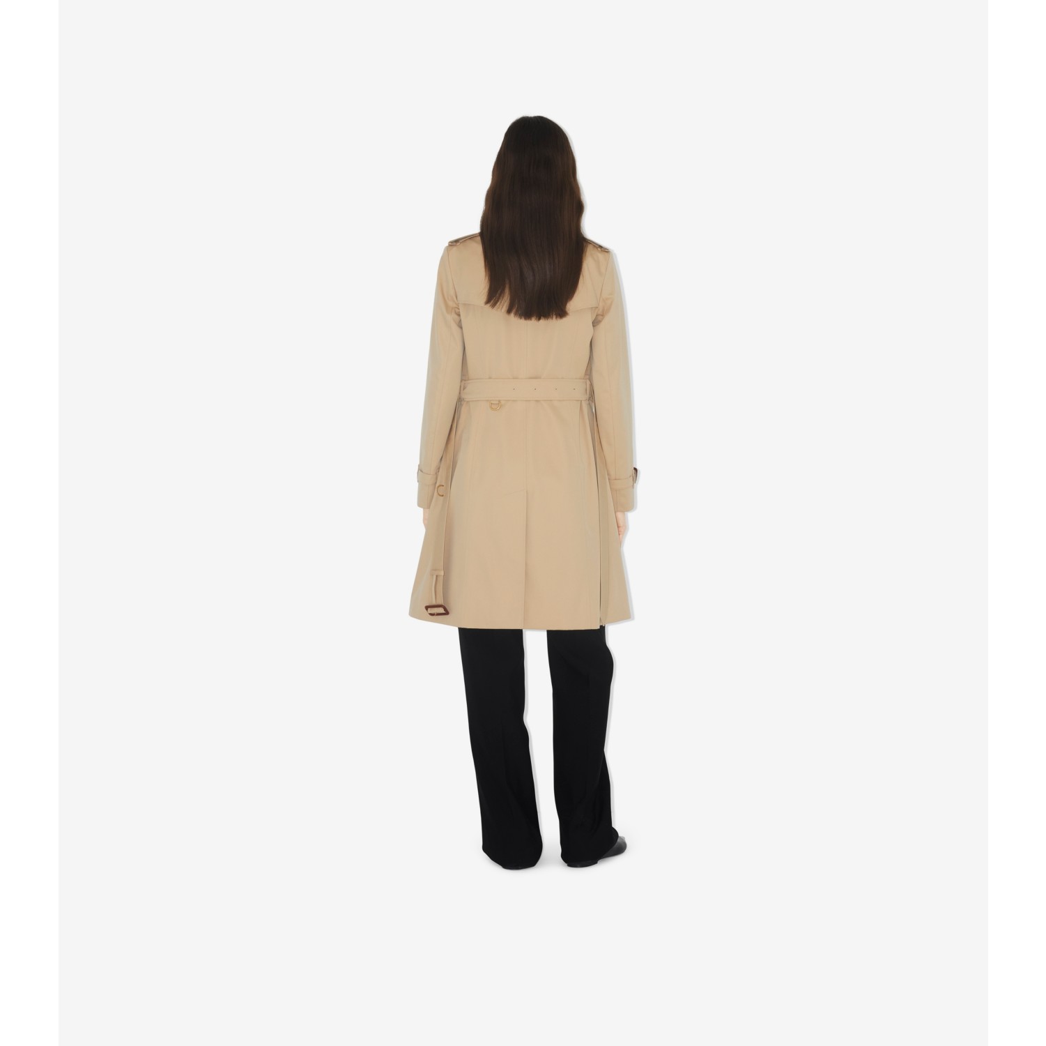 Mid length Chelsea Heritage Trench Coat in Honey Women Cotton Gabardine Burberry Official