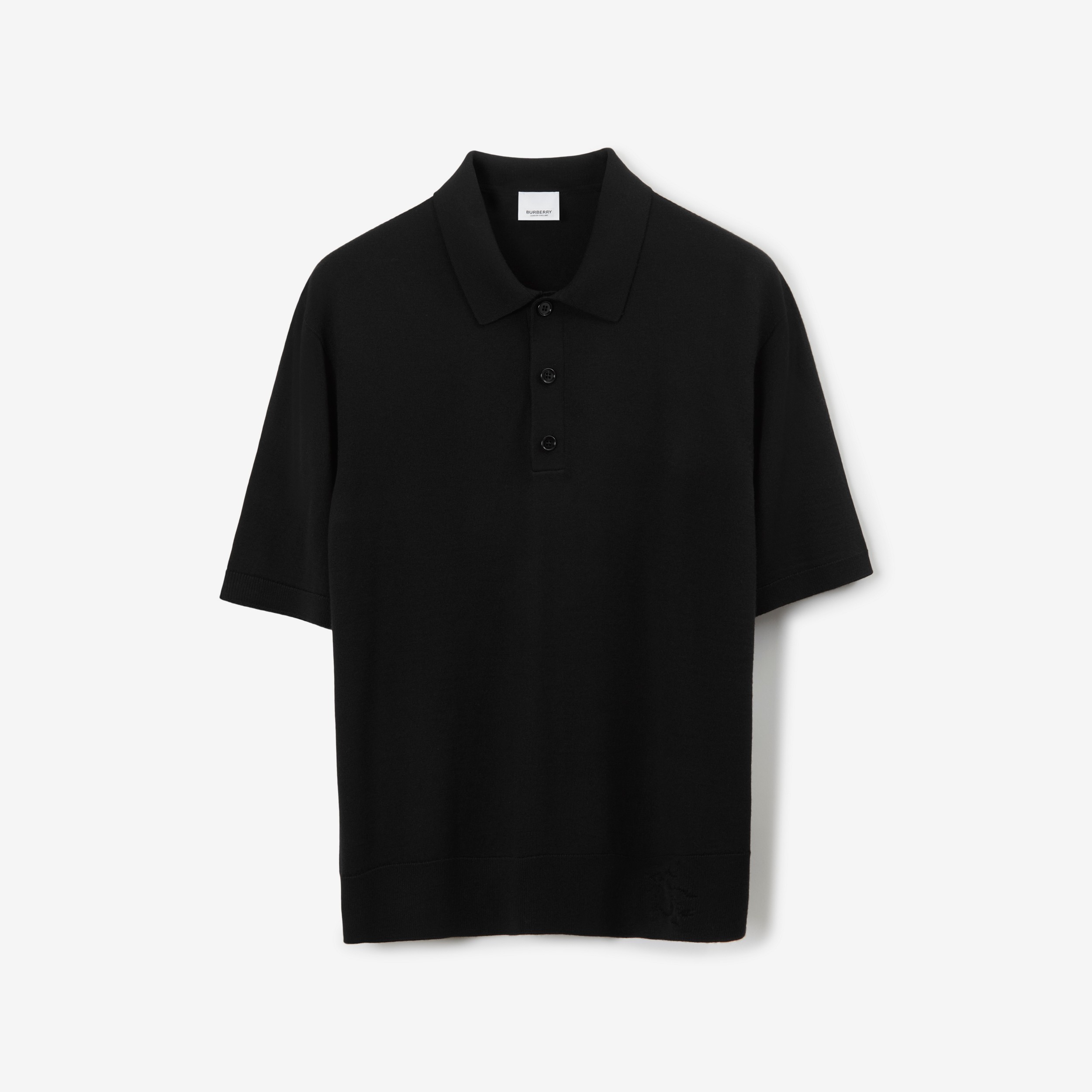 EKD Wool Silk Blend Polo Shirt in Black - Men | Burberry® Official - 1
