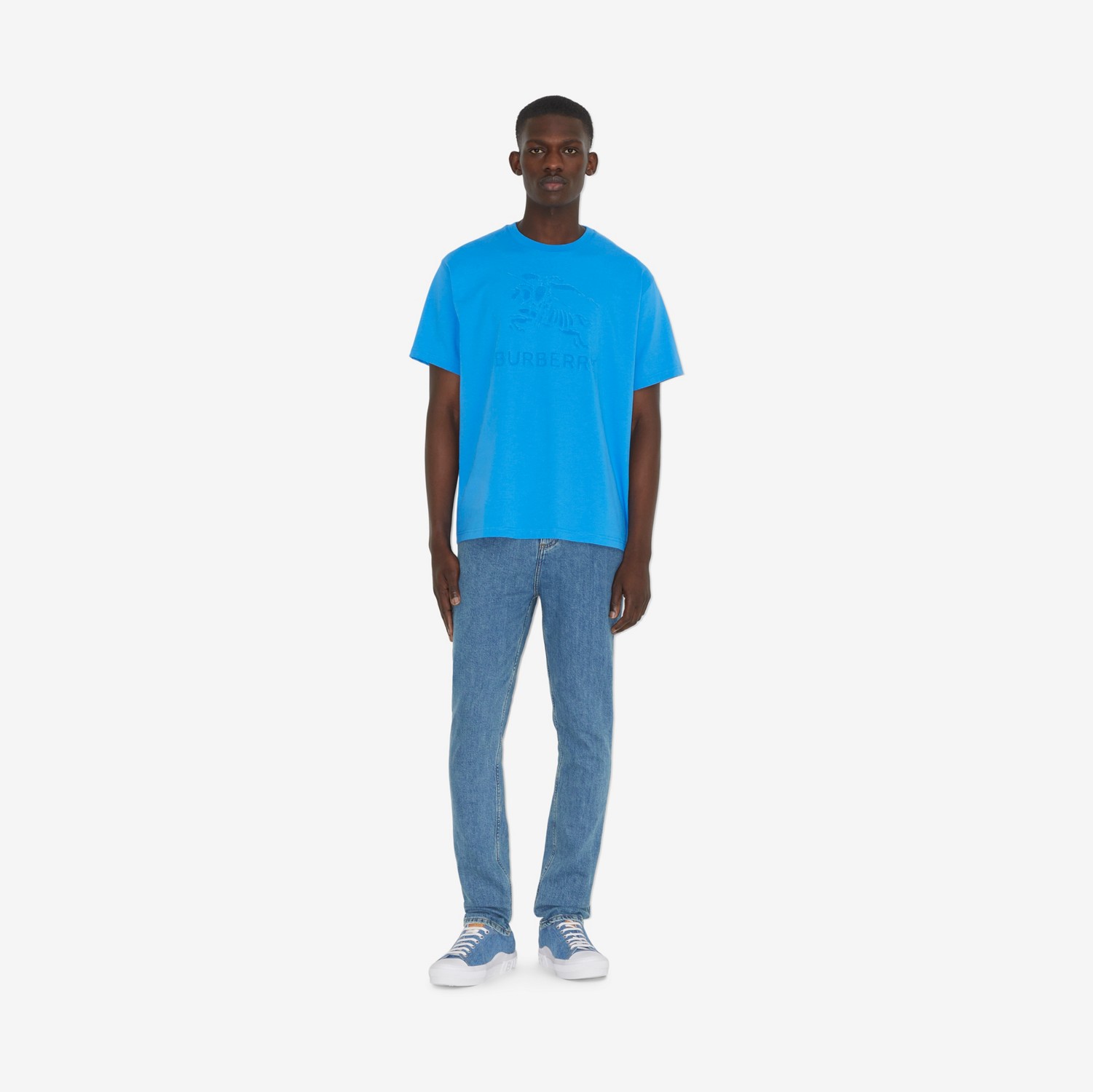 Camiseta de algodão com estampa EKD (Azul Cerúleo Intenso) - Homens | Burberry® oficial