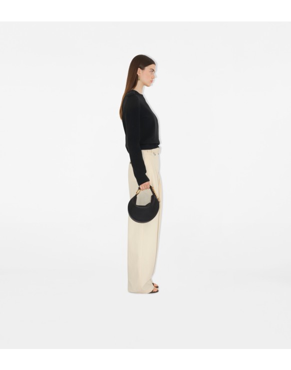 Pull en laine et cachemire mélangés à pattes d'épaule Check