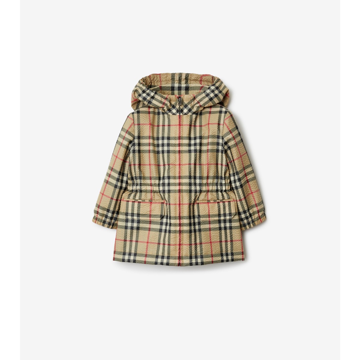 Burberry Kids'  Childrens Check Hooded Jacket In Archive Beige