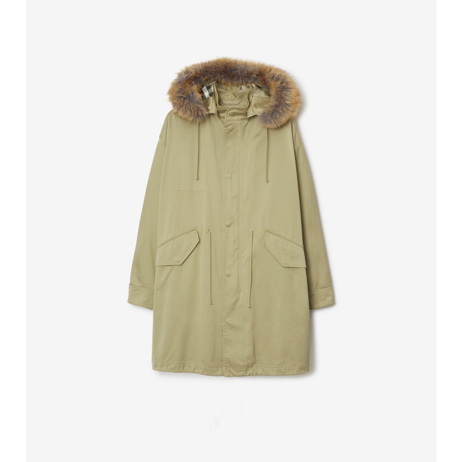 Faux Fur and Cotton Parka in Hunter - Women | Burberry® Official