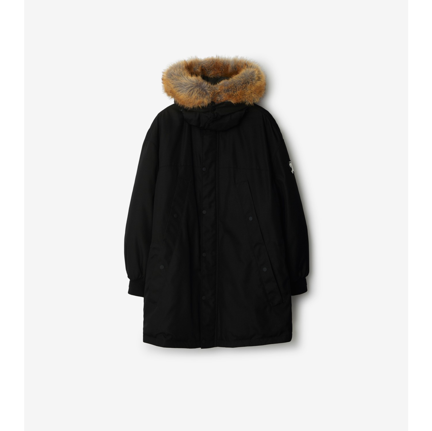 Faux Fur Trim Nylon Parka in Black Men Burberry Official