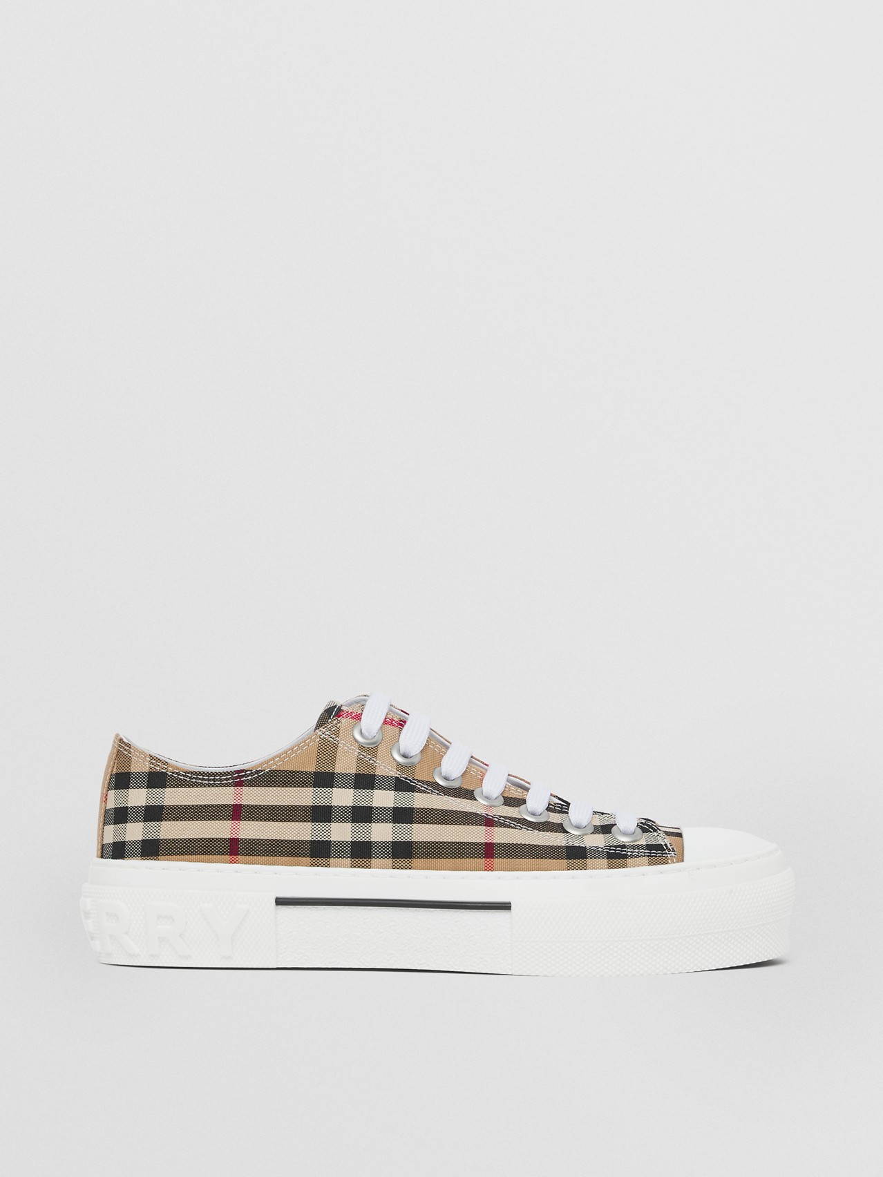 Vintage Check Cotton Sneakers by Burberry, available on burberry.com for $450 Bella Hadid Shoes SIMILAR PRODUCT